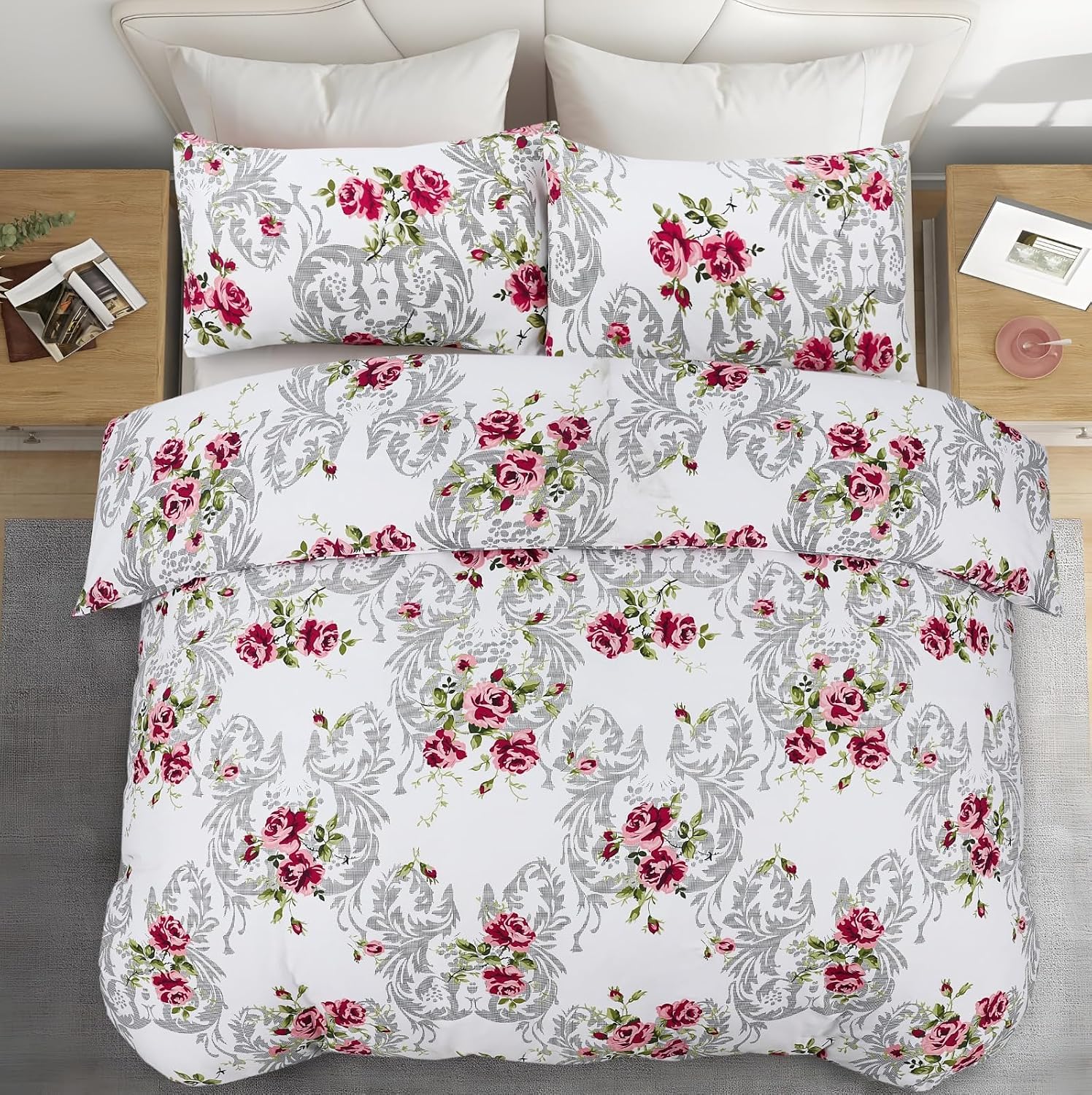 Living Premium Multicolor 4-Piece Microfiber Duvet Set