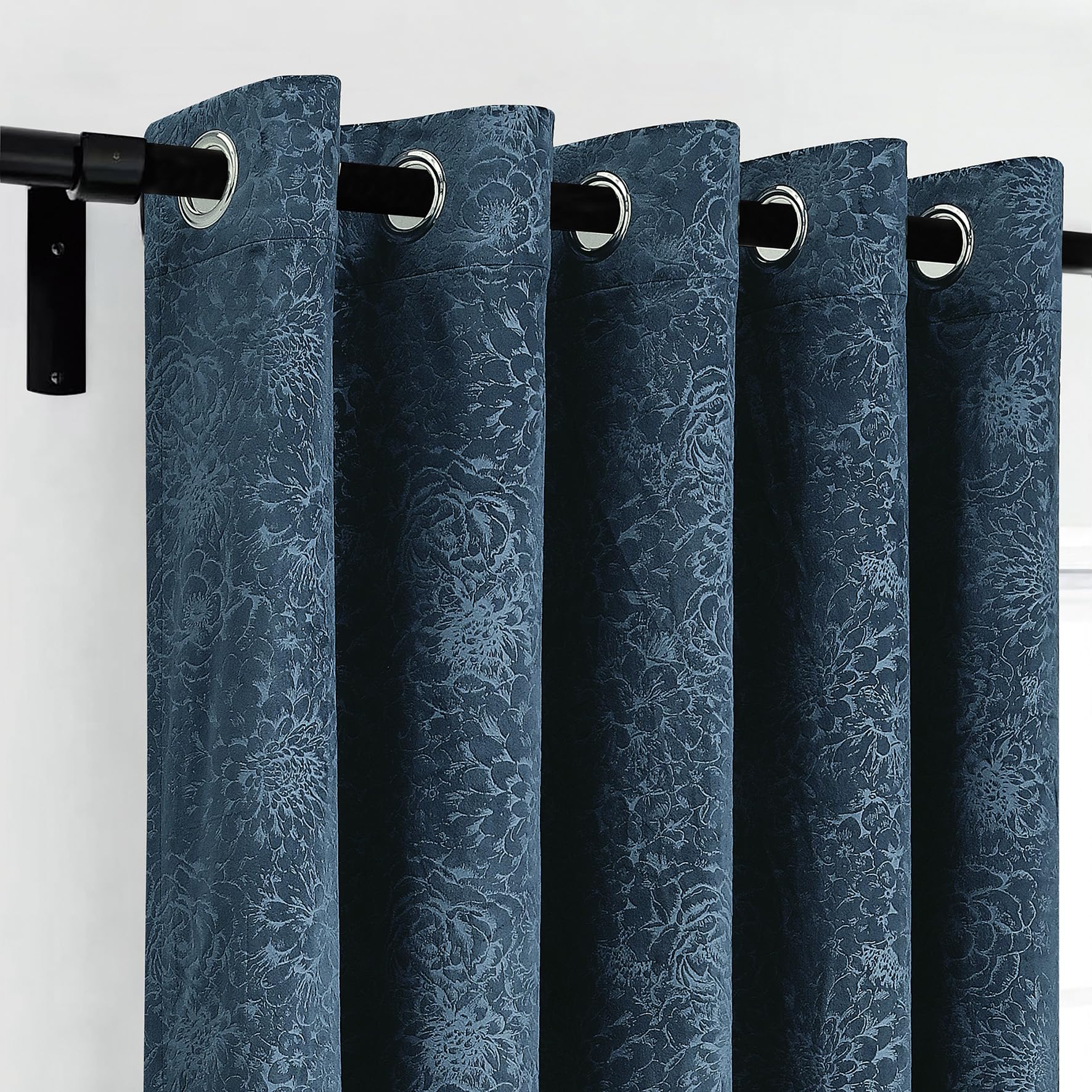 Luxury Floral Jacquard Velvet Curtains – Pair
