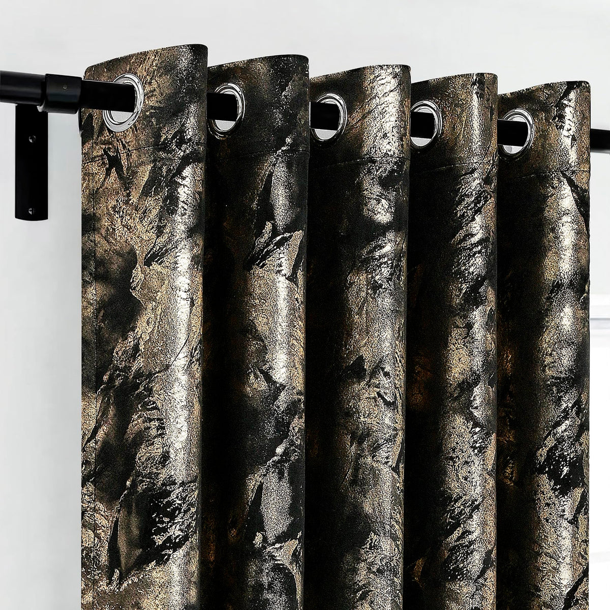 Luxury Metallic Marble Velvet Curtains – Pair