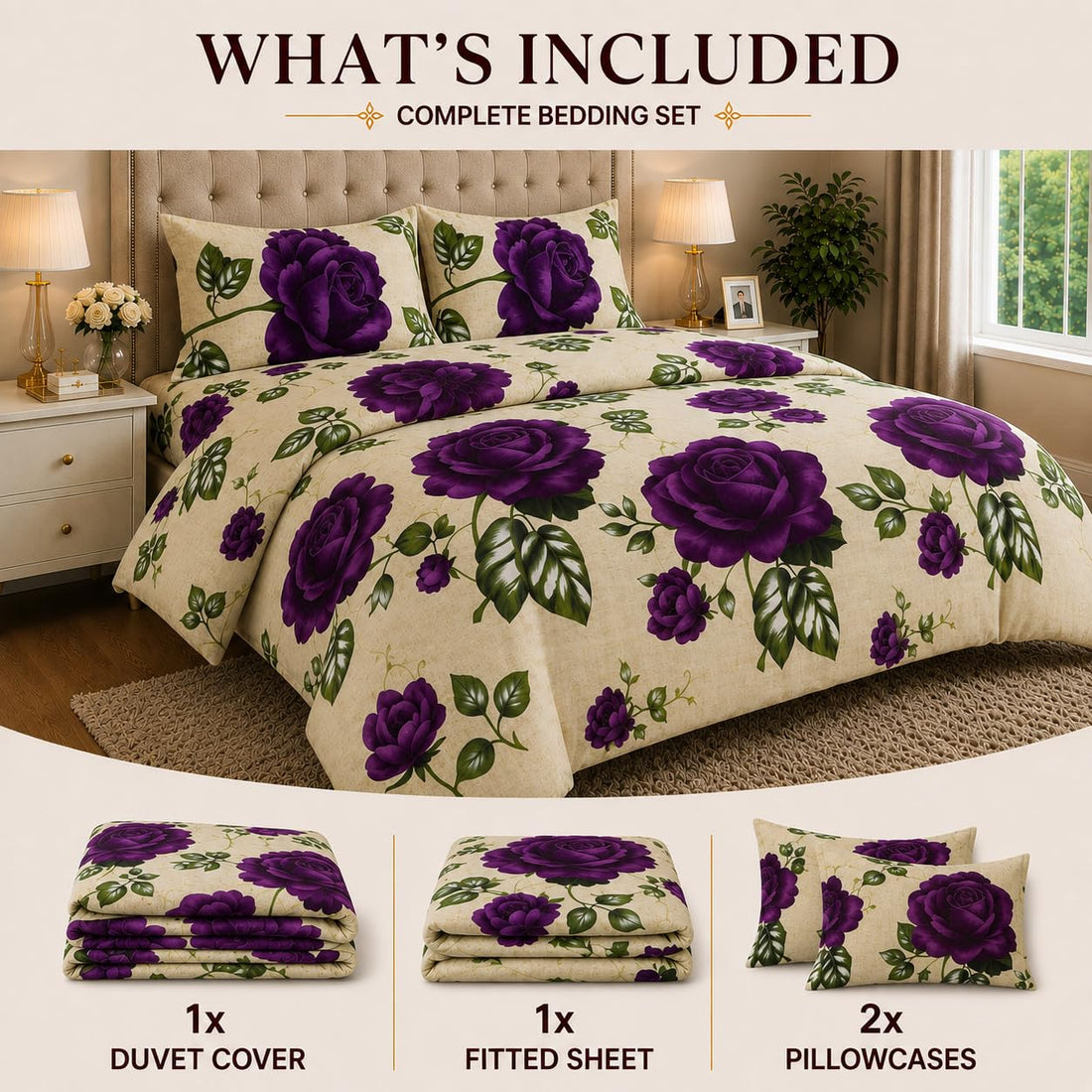 Living Luxury Floral Duvet & Bedding Set