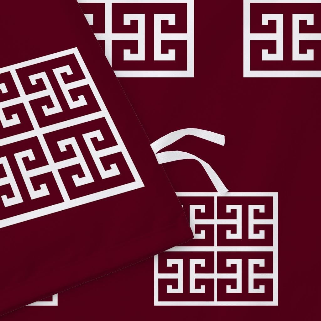Opulent Living Luxury Greek Key Bedding Set – Geometric Duvet Cover, Fitted Sheet & Pillowcases, Soft Microfibre Bedding Collection