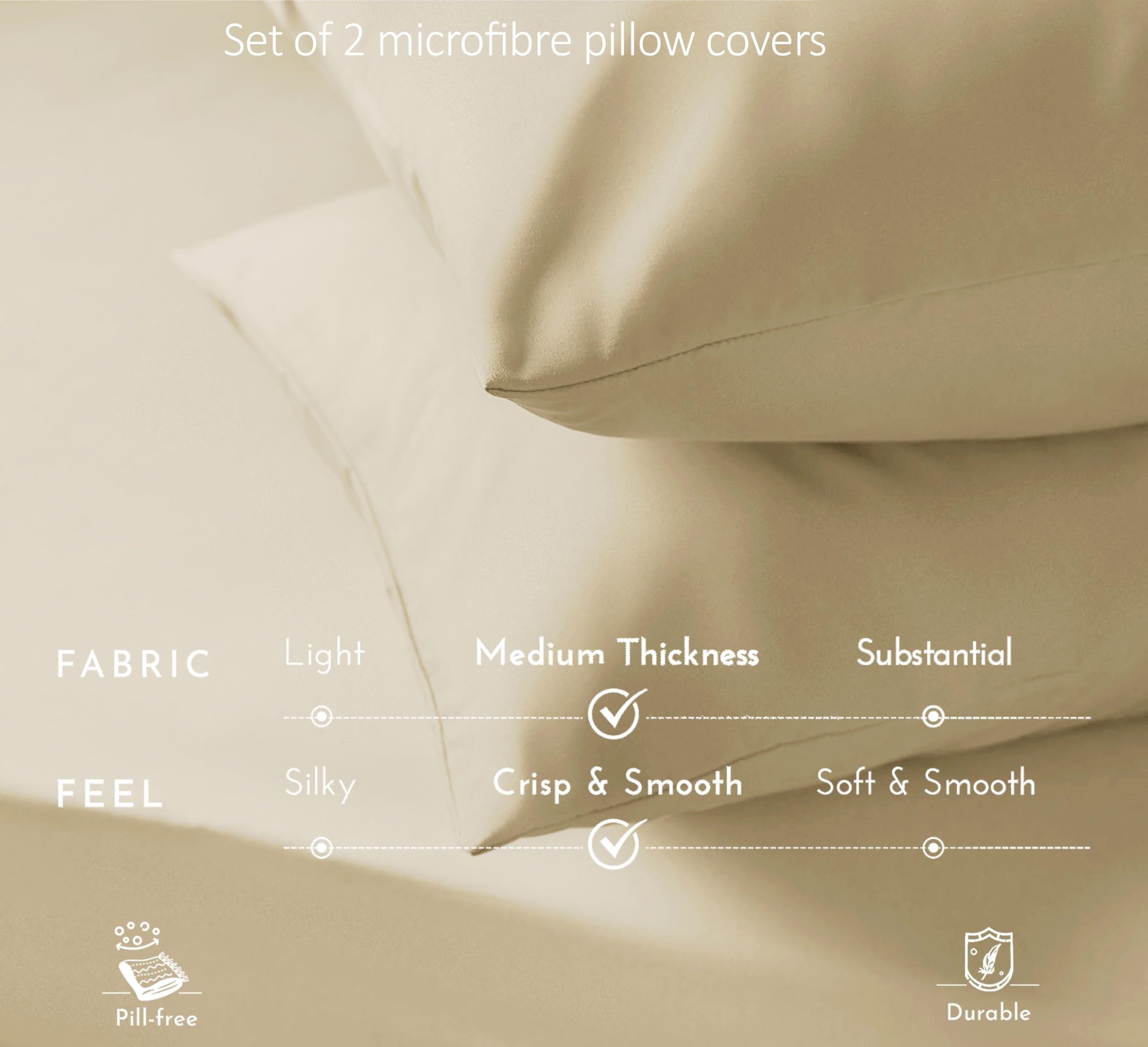 Premium Brushed Microfibre Pillowcases – Set of 2
