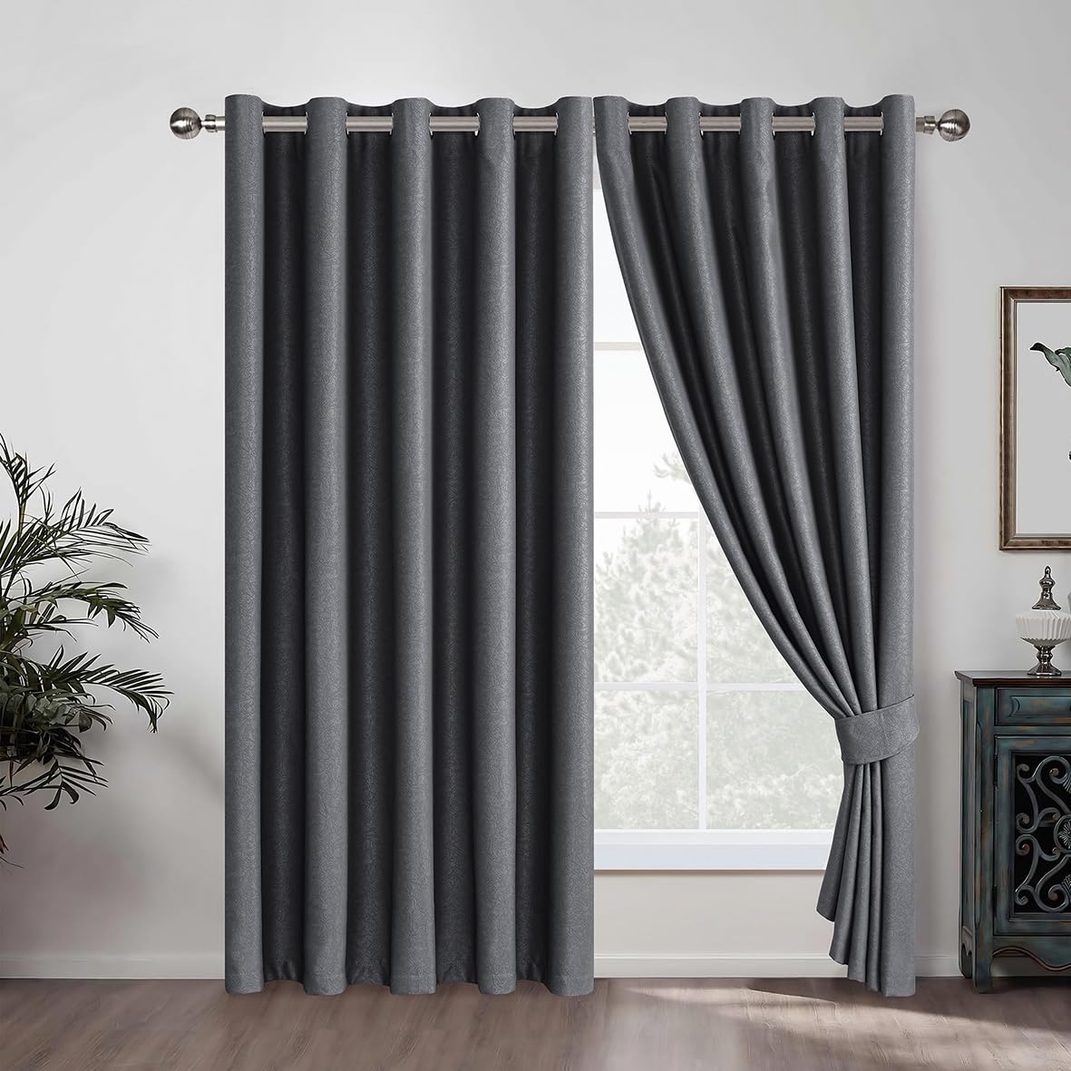 Luxury Embossed Leaf Jacquard Blackout Curtains