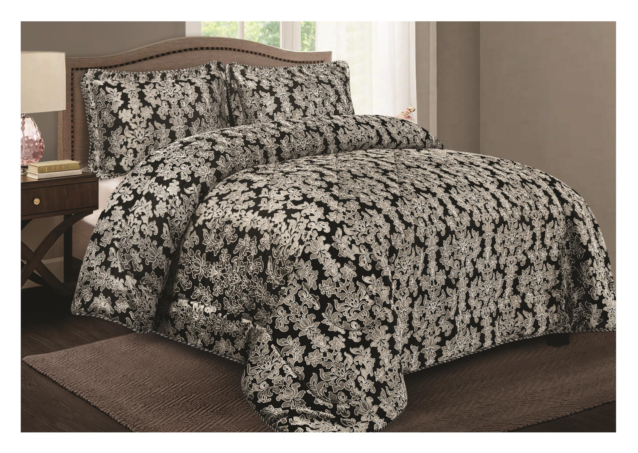 Living Luxury Jacquard Floral Comforter Set – 3pc