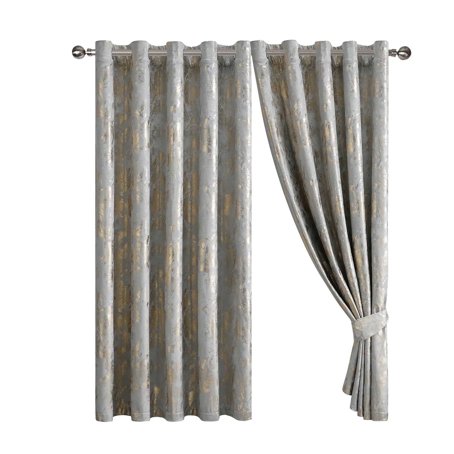 Luxury Metallic Marble Velvet Curtains – Pair