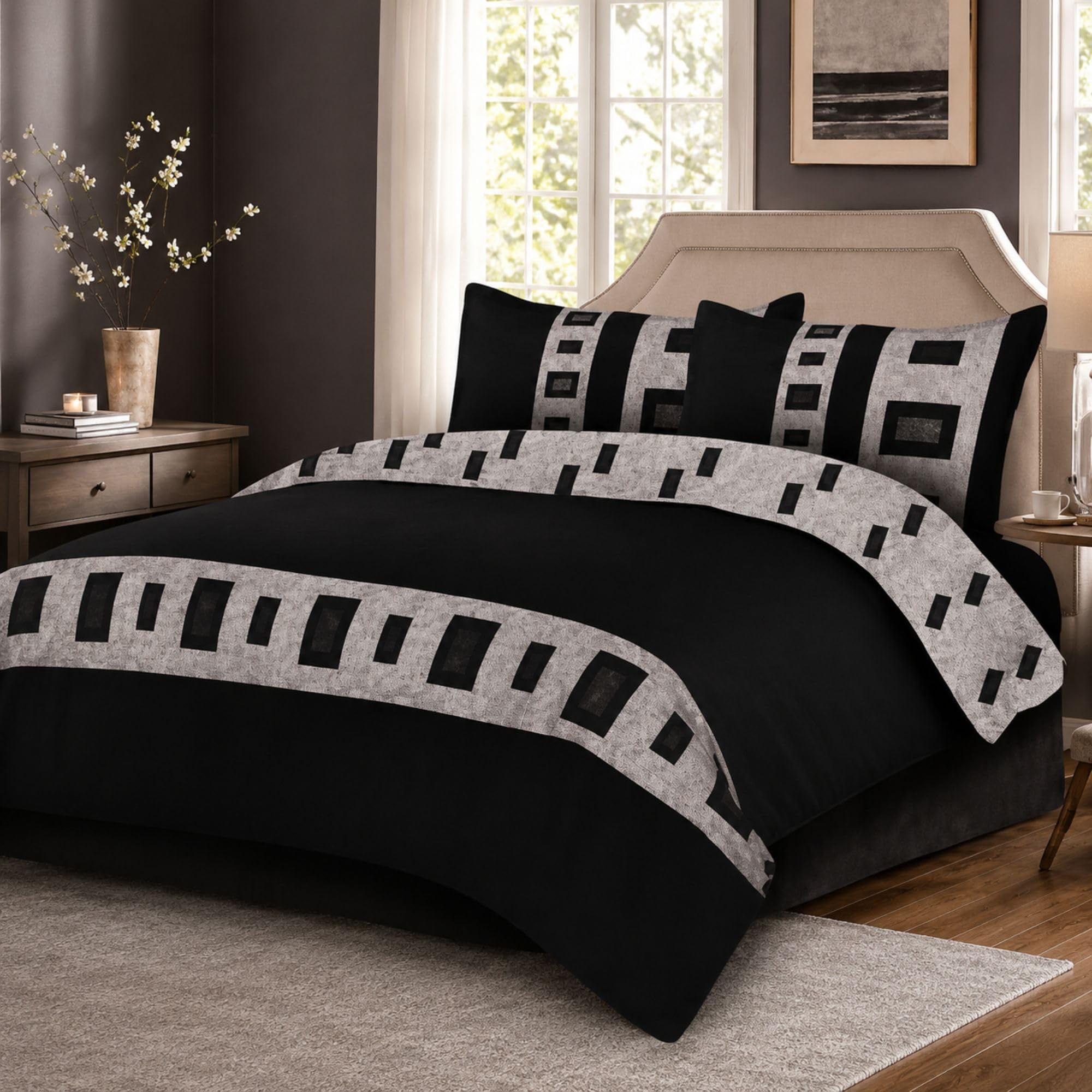 Living Geometrical Duvet Cover Set, Fitted Sheet and Pillowcase Set