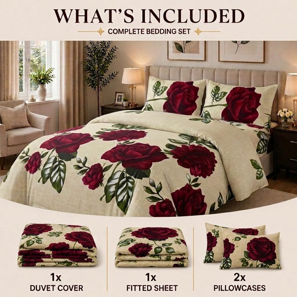 Living Premium Floral Bedding Set Pillowcase Set