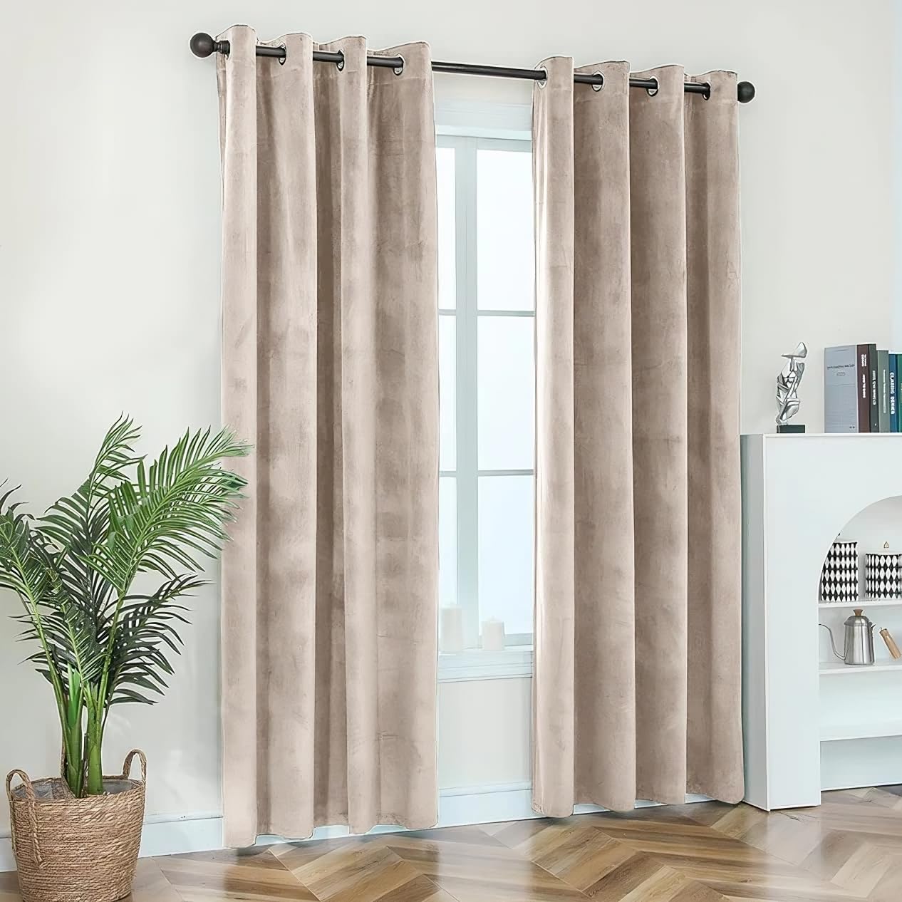 Opulent Dreams Crushed Velvet Curtains - Fully Lined & Room Darkening - Eyelet Ring Top for Bedroom & Living Room - Includes Two Tie Backs - Pair of Panels