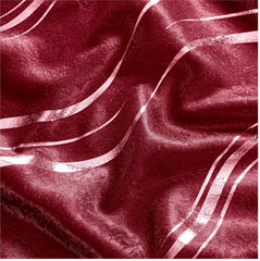 Silver Wave Foil Print Curtains Burgundy – Room Darkening, Thermal Eyelet Curtains with Tie Backs