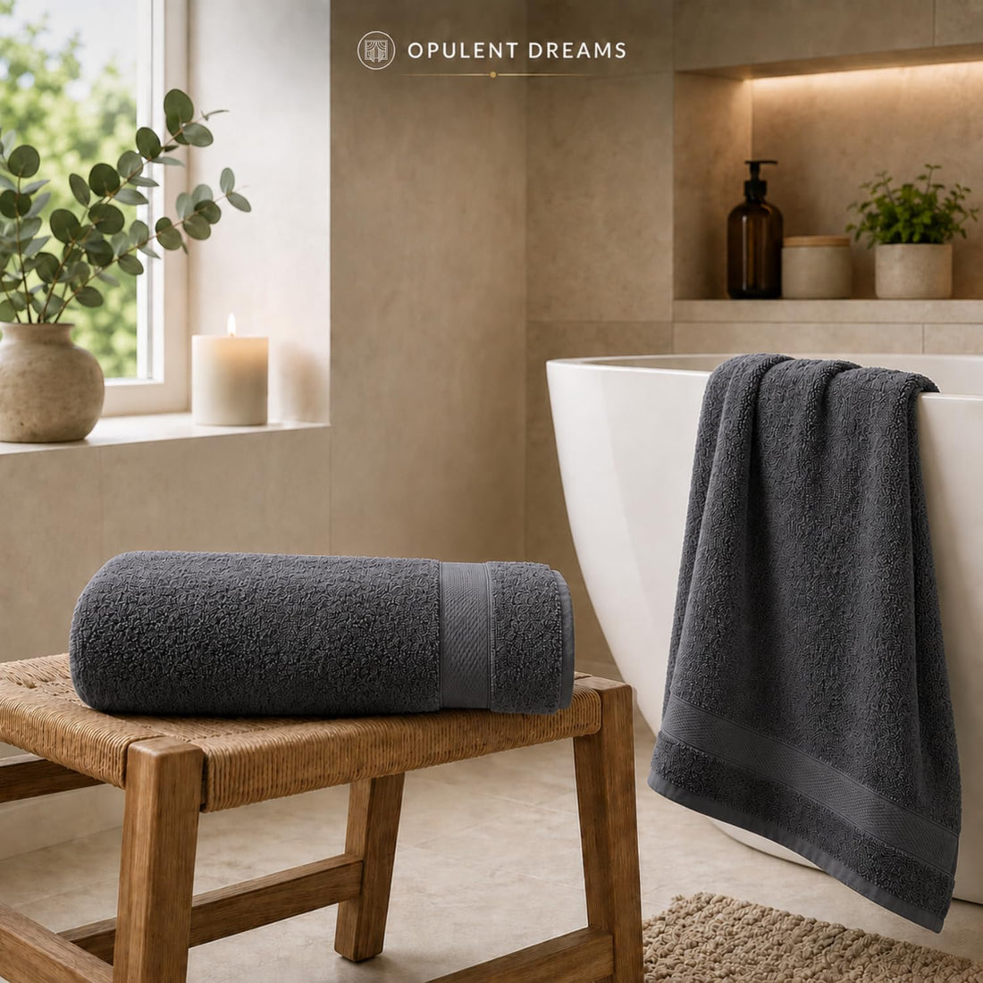 Opulent Living Luxury Egyptian Cotton Towel Set – Grey