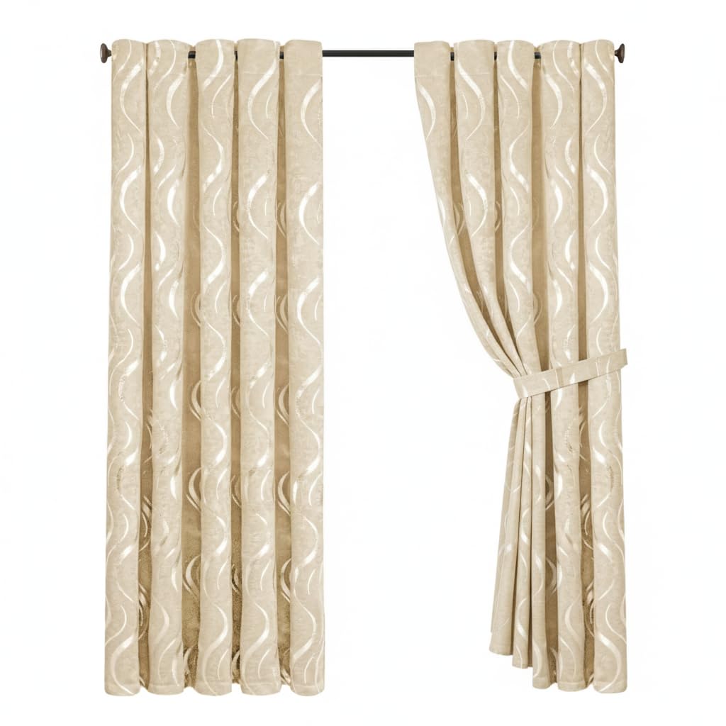 Premium Silver Wave Room Darkening Curtains – Pair