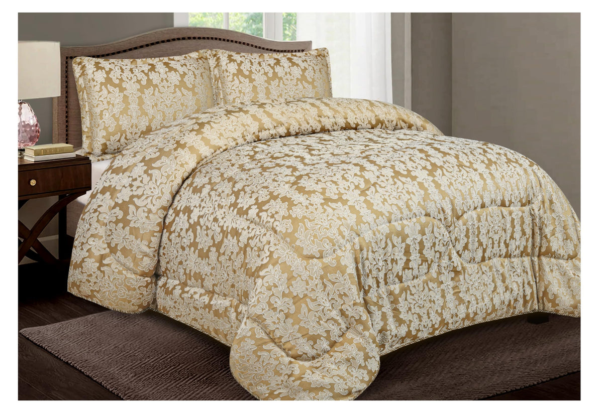 Living Luxury Jacquard Floral Comforter Set – 3pc