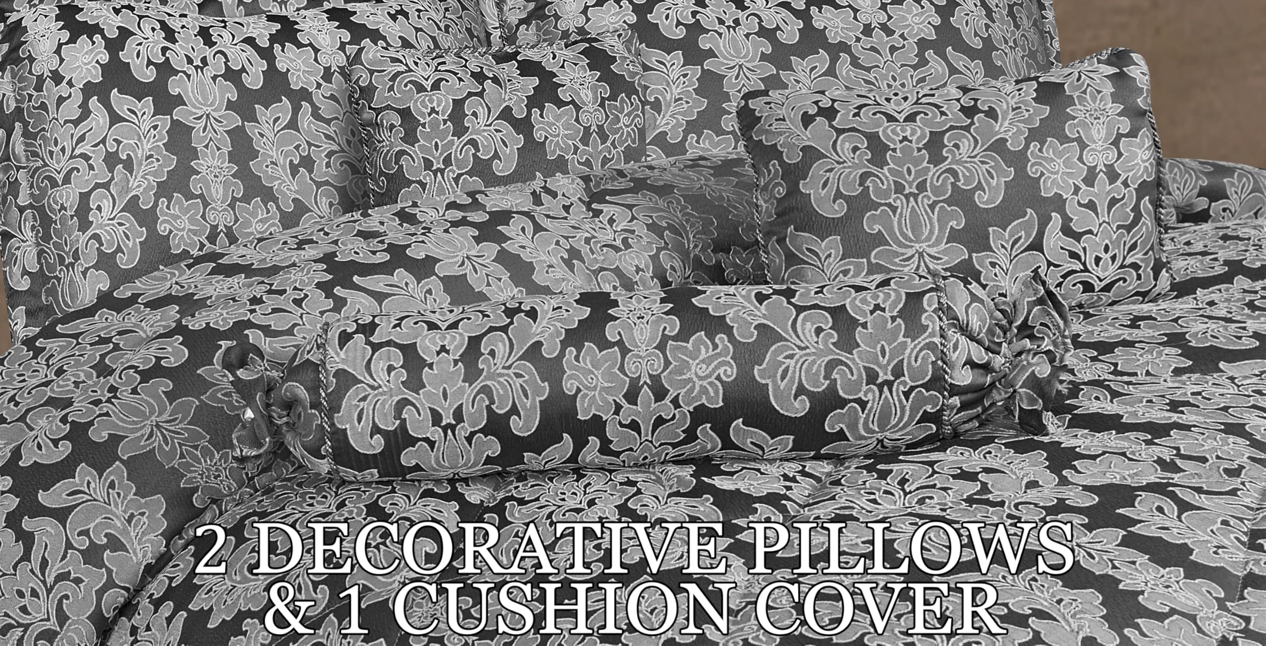 Living Luxury Jacquard Floral Comforter Set – 7pc