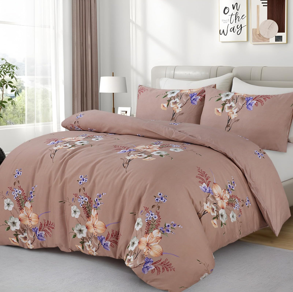 Living Premium Mauve 4-Piece Microfiber Duvet Set