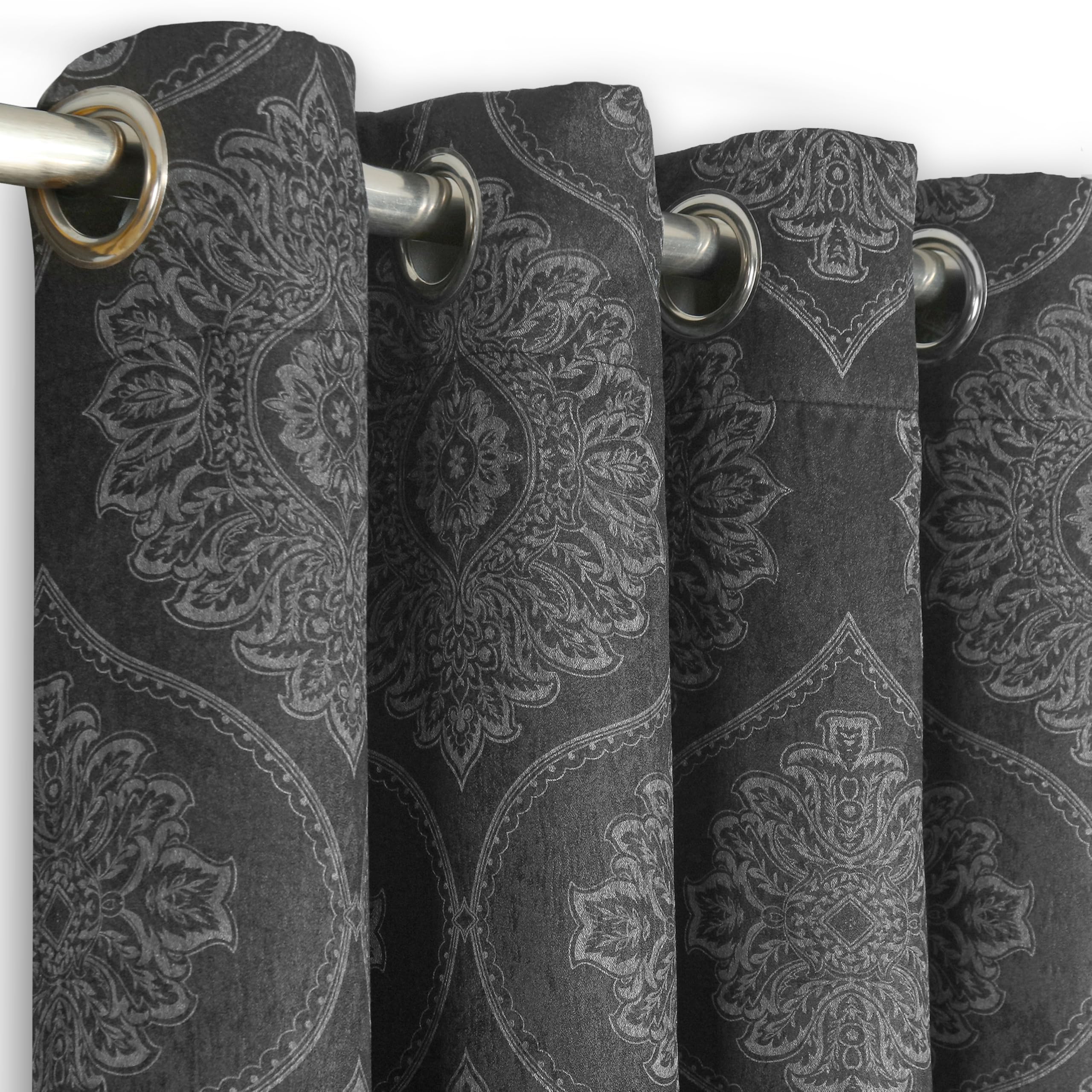 Premium Damask Room Darkening Curtains – Pair