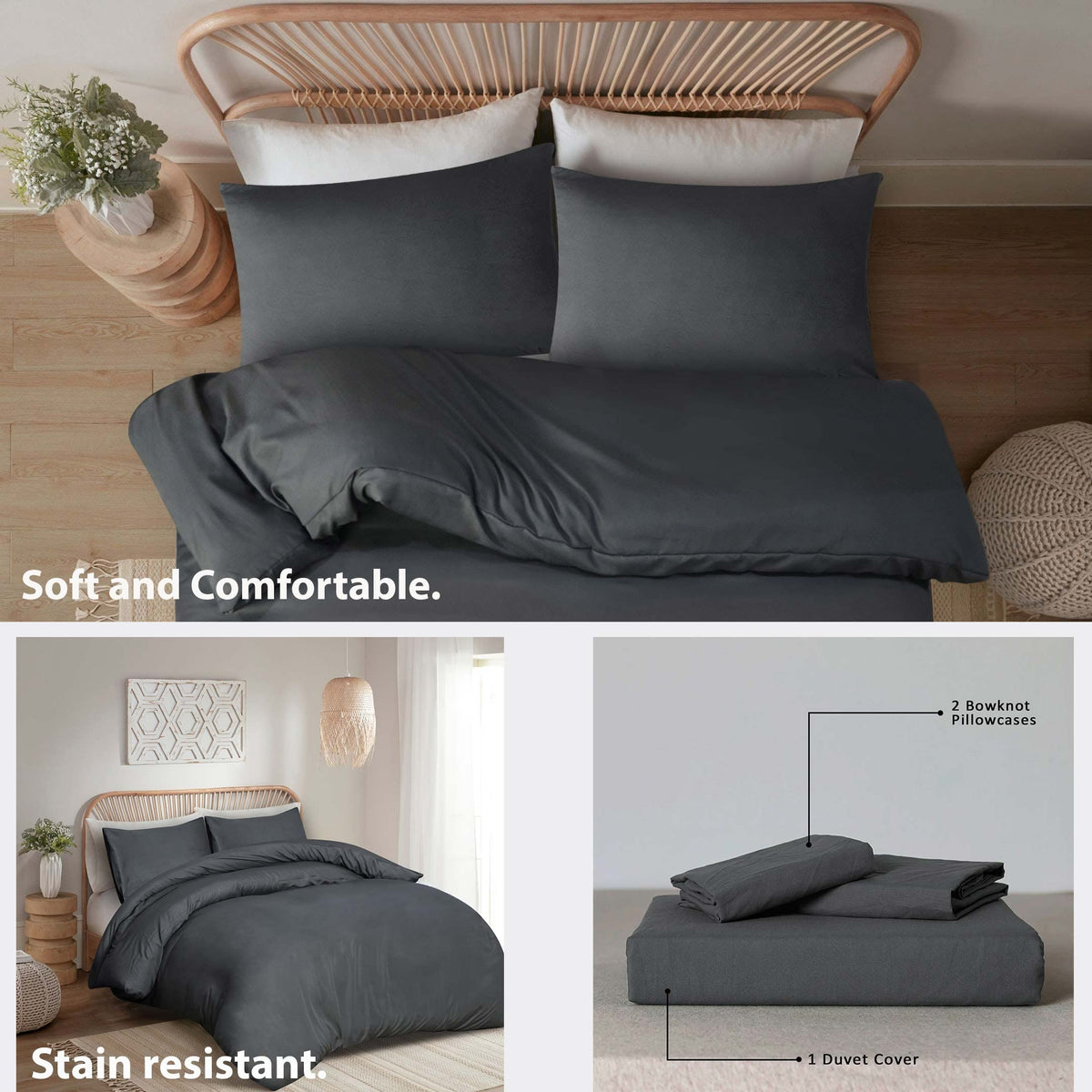 Premium Plain Microfiber Duvet Set – 3pc