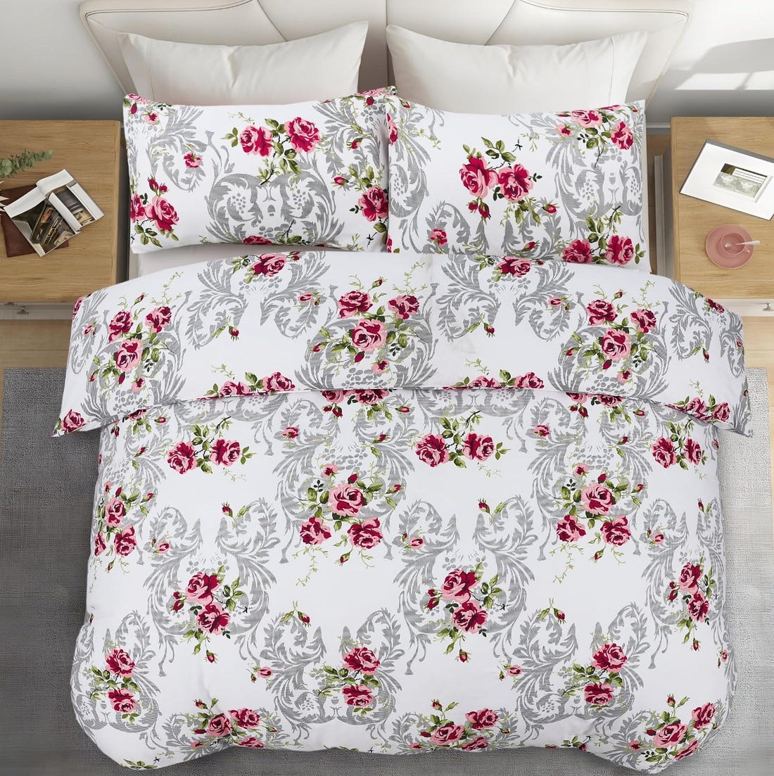 Living Premium Multicolor 4-Piece Microfiber Duvet Set