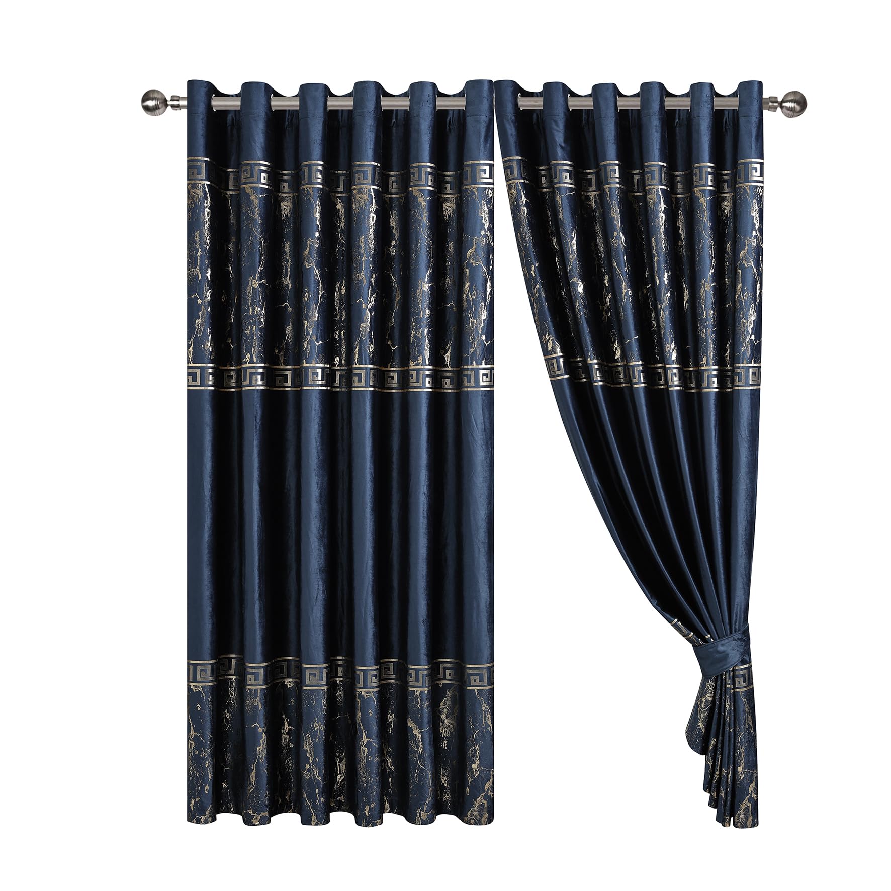 Luxury Greek Key Velvet Curtains – Pair
