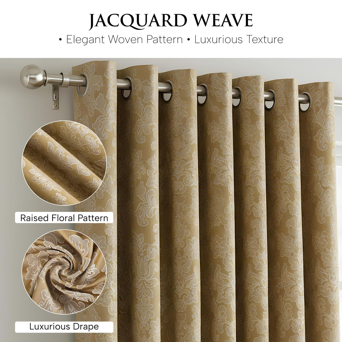 Luxury Jacquard Curtains – Fully Lined Pair