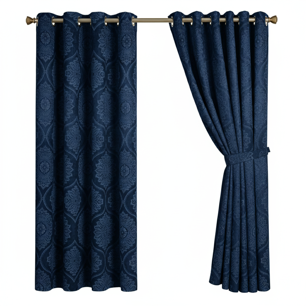 Royal Damask Luxury Blackout Curtains – Cream