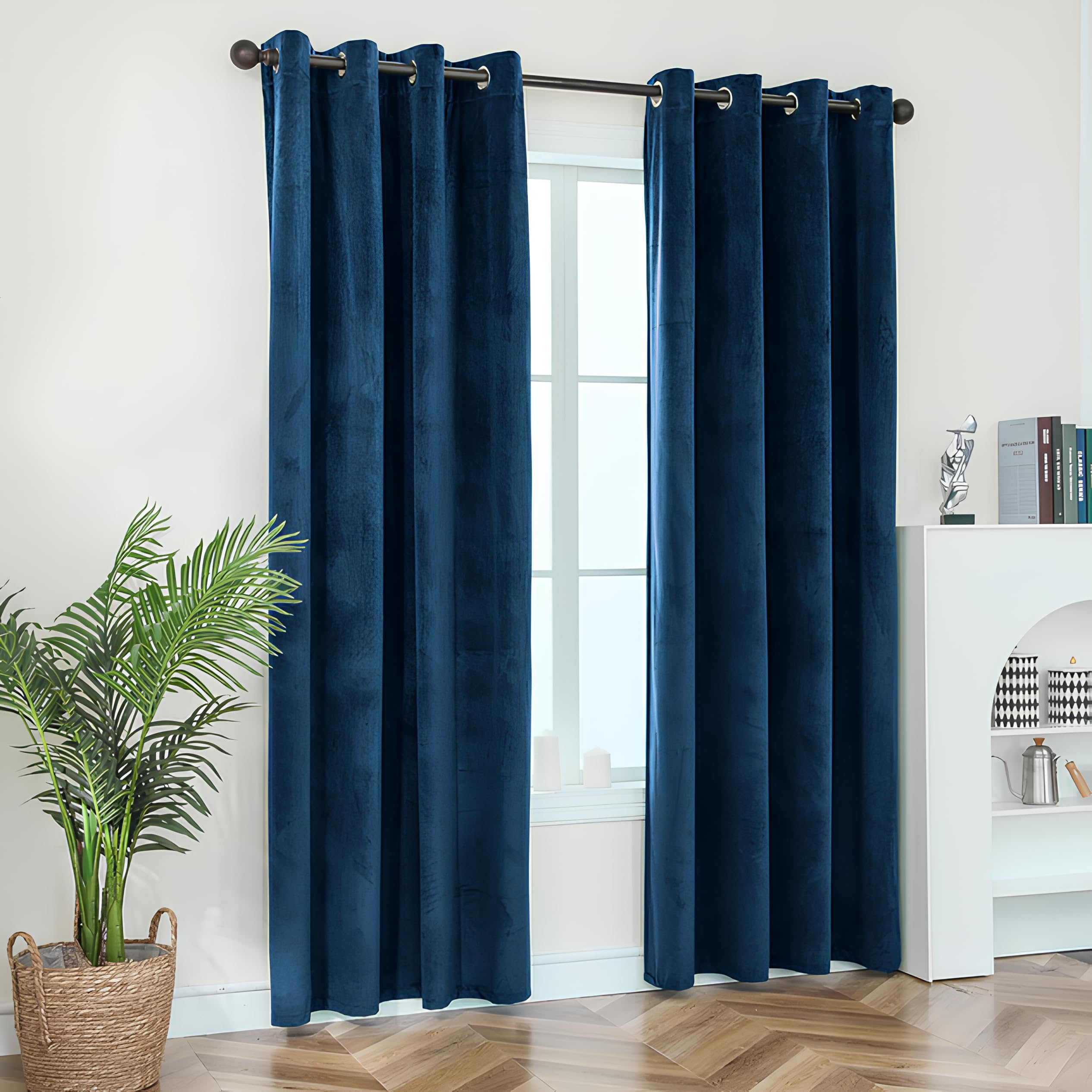 Opulent Dreams Crushed Velvet Curtains - Fully Lined & Room Darkening - Eyelet Ring Top for Bedroom & Living Room - Includes Two Tie Backs - Pair of Panels