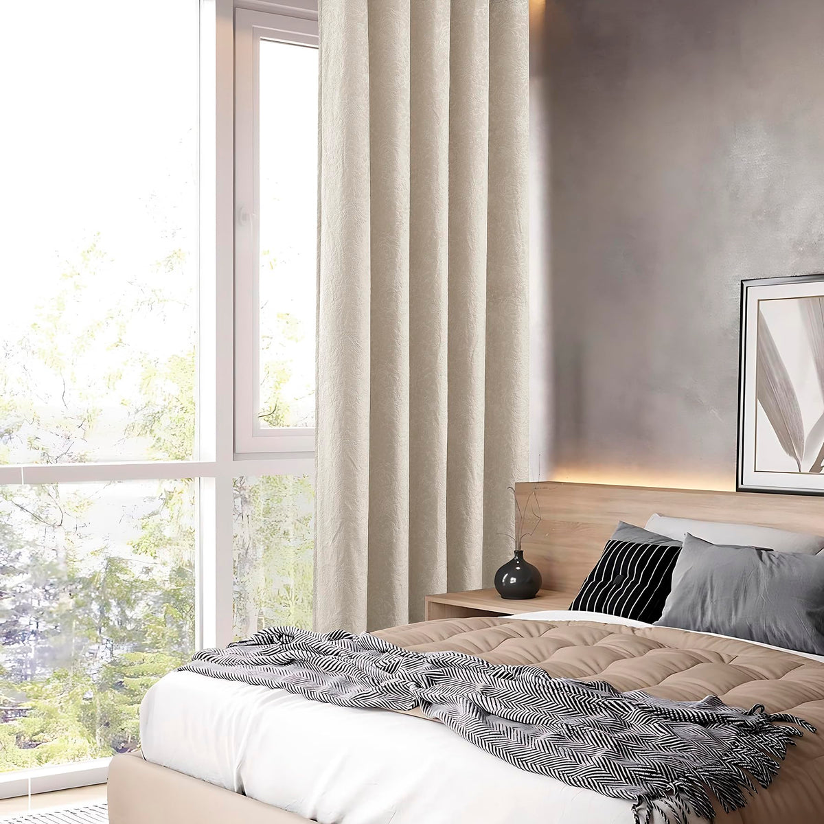 Luxury Floral Jacquard Velvet Curtains – Pair