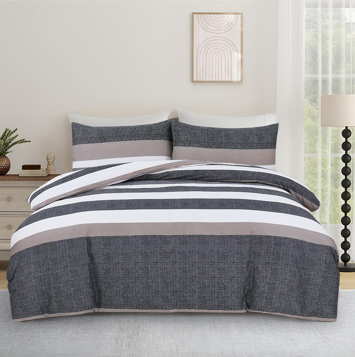 Living Premium Grey 4-Piece Microfiber Duvet Set