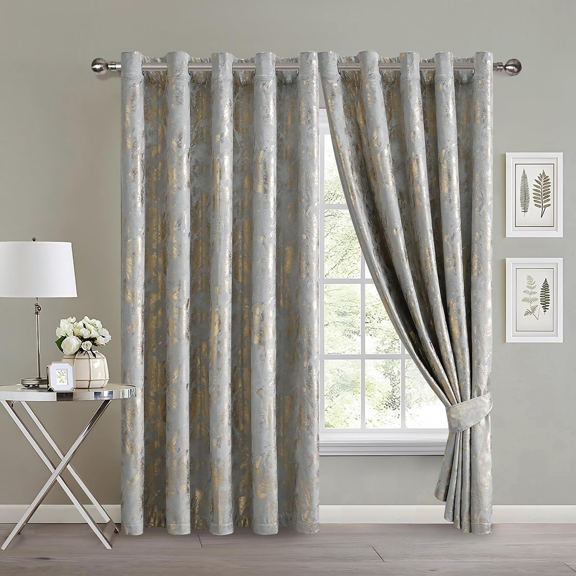 Luxury Metallic Marble Velvet Curtains – Pair