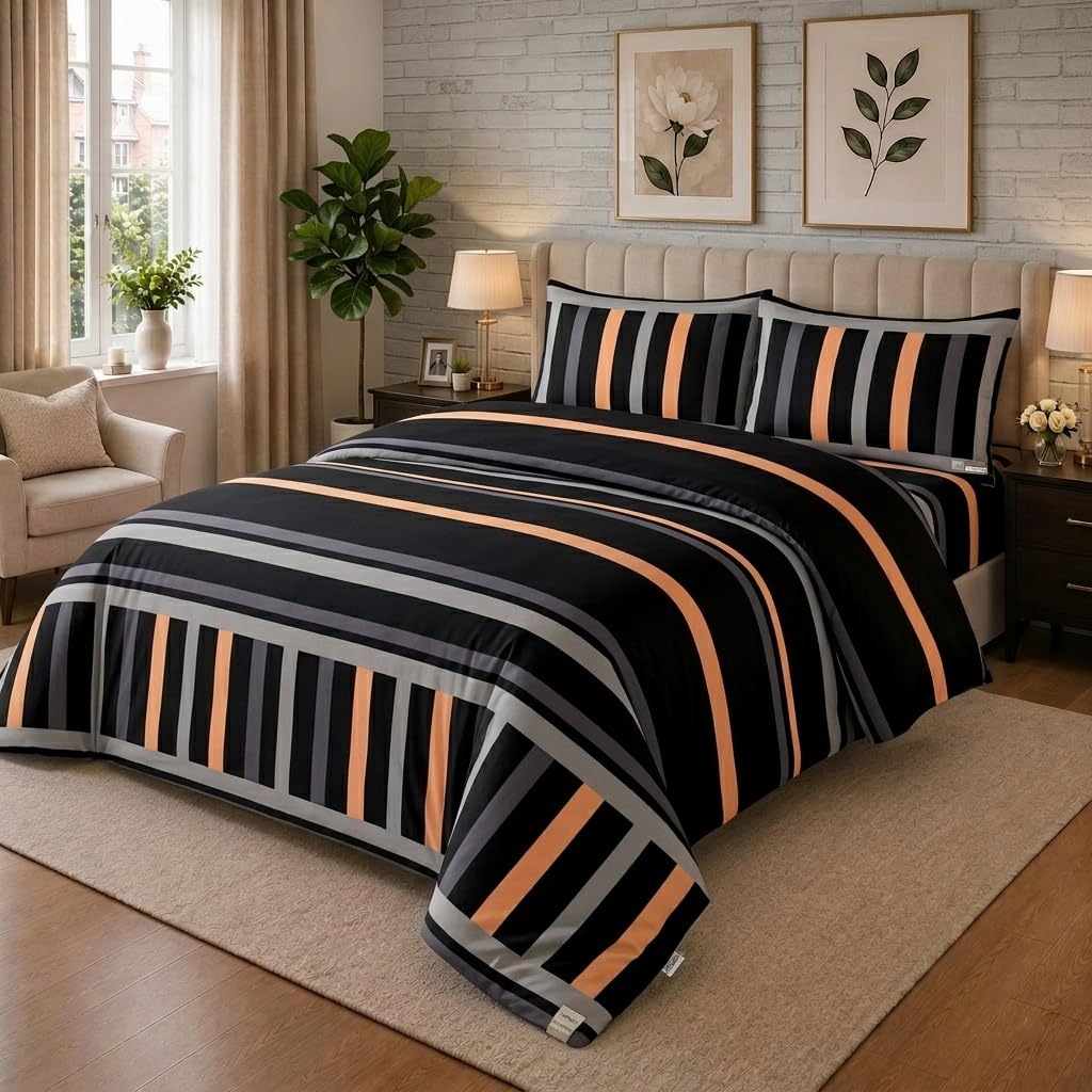 Living Luxury Striped Duvet & Bedding Set