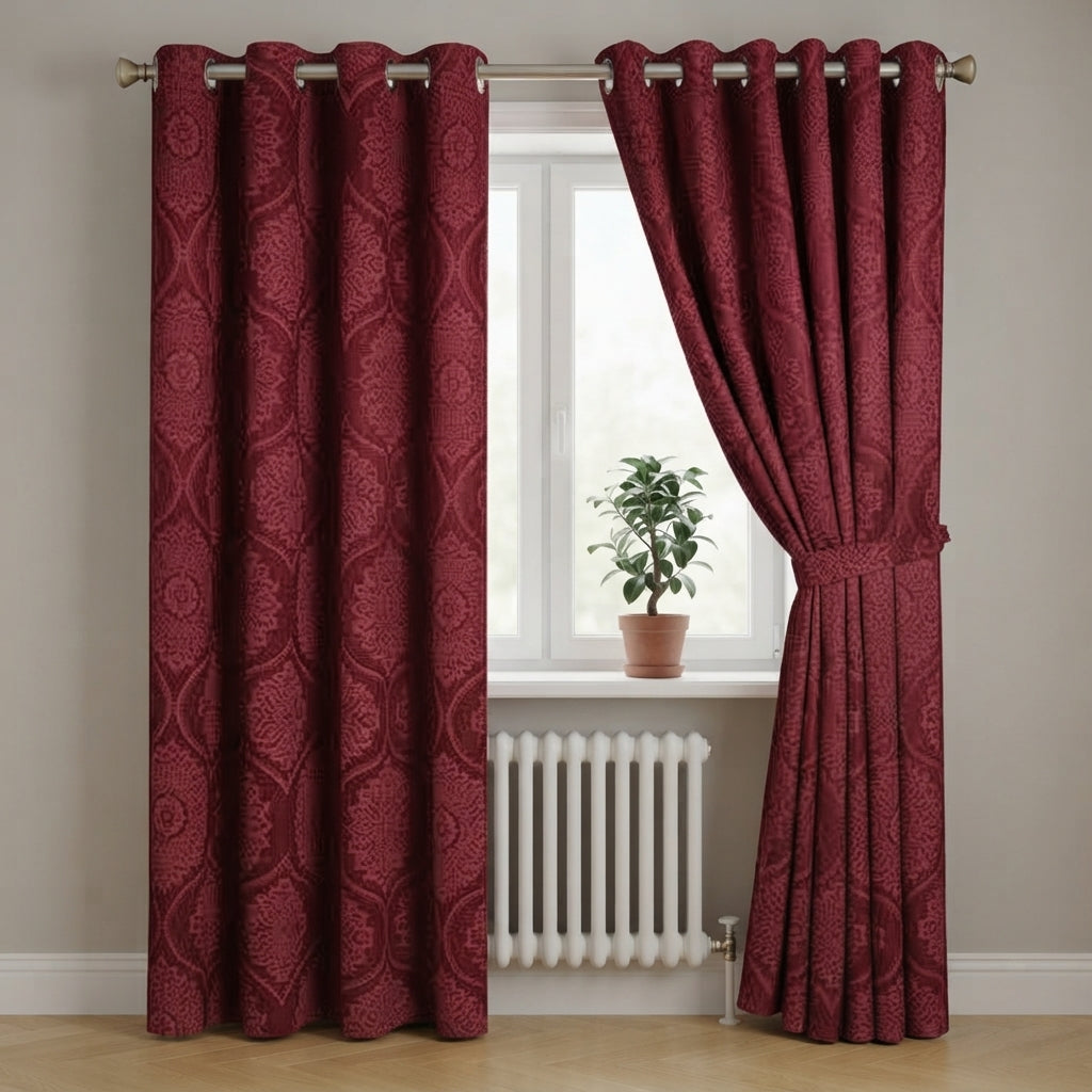 Royal Damask Luxury Blackout Curtains – Cream