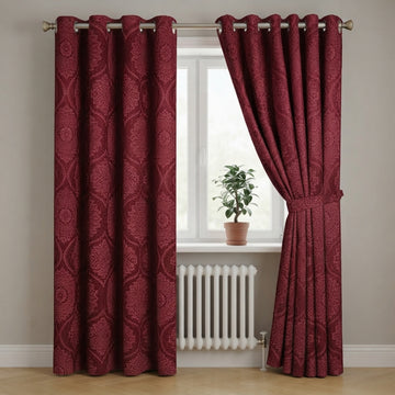Royal Damask Luxury Blackout Curtains – Cream