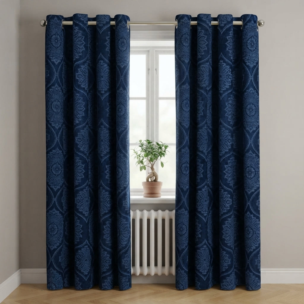 Royal Damask Luxury Blackout Curtains – Cream