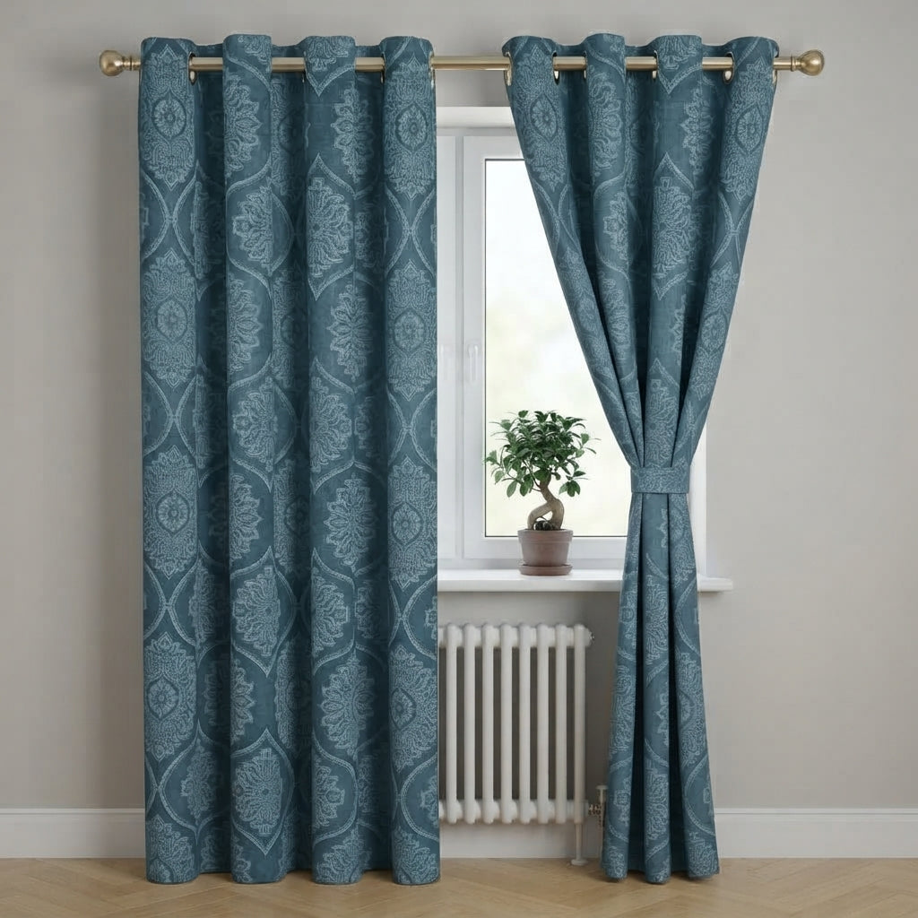 Royal Damask Luxury Blackout Curtains – Cream