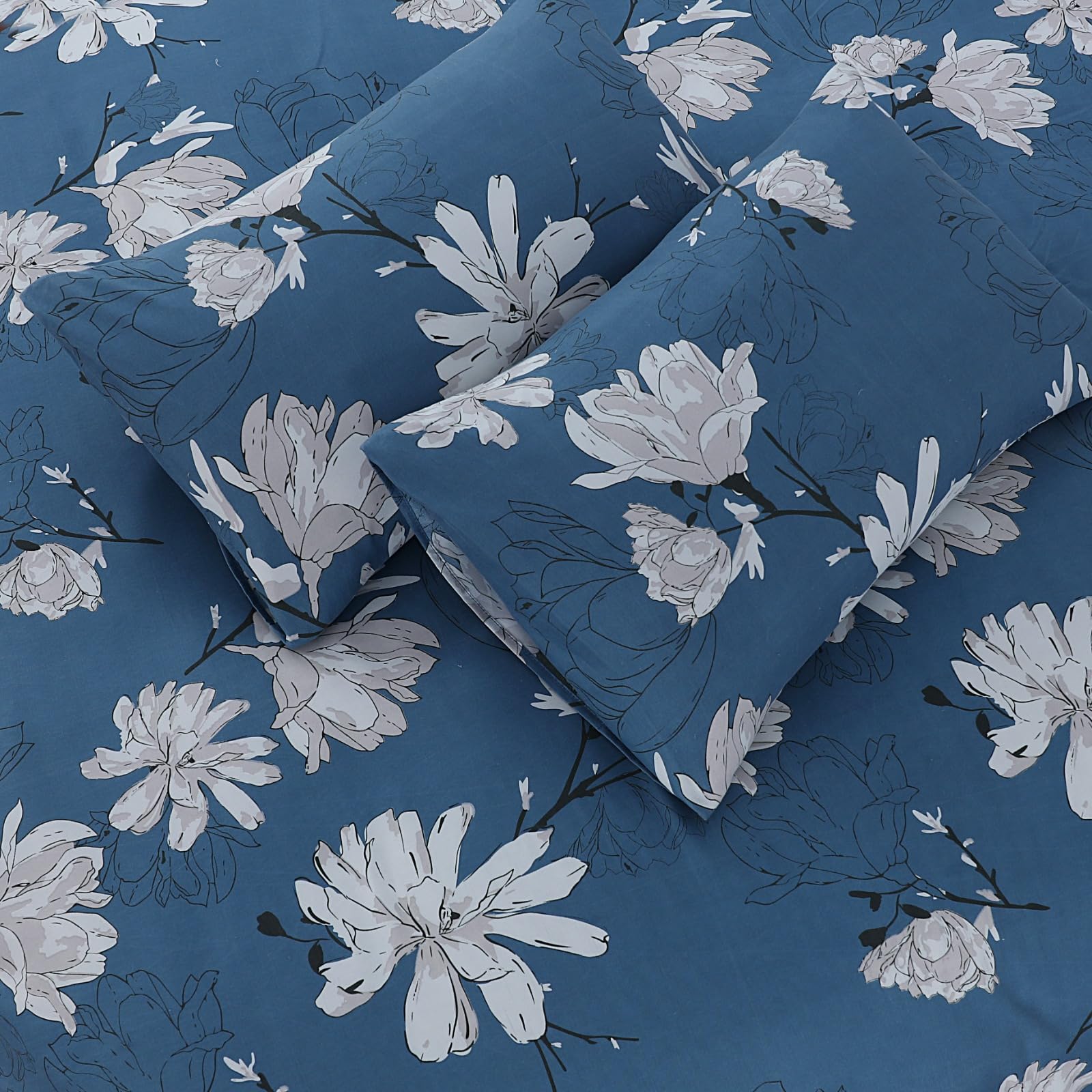 Living Premium Blue 4-Piece Microfiber Duvet Set