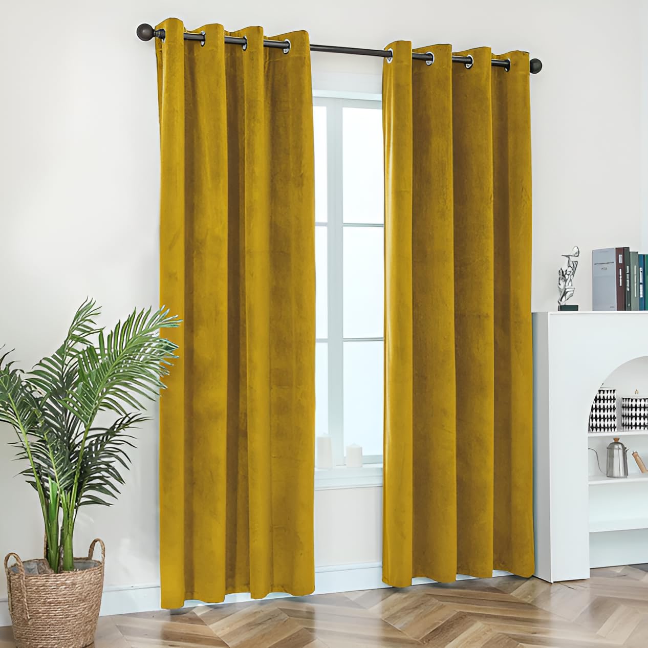 Opulent Dreams Crushed Velvet Curtains - Fully Lined & Room Darkening - Eyelet Ring Top for Bedroom & Living Room - Includes Two Tie Backs - Pair of Panels