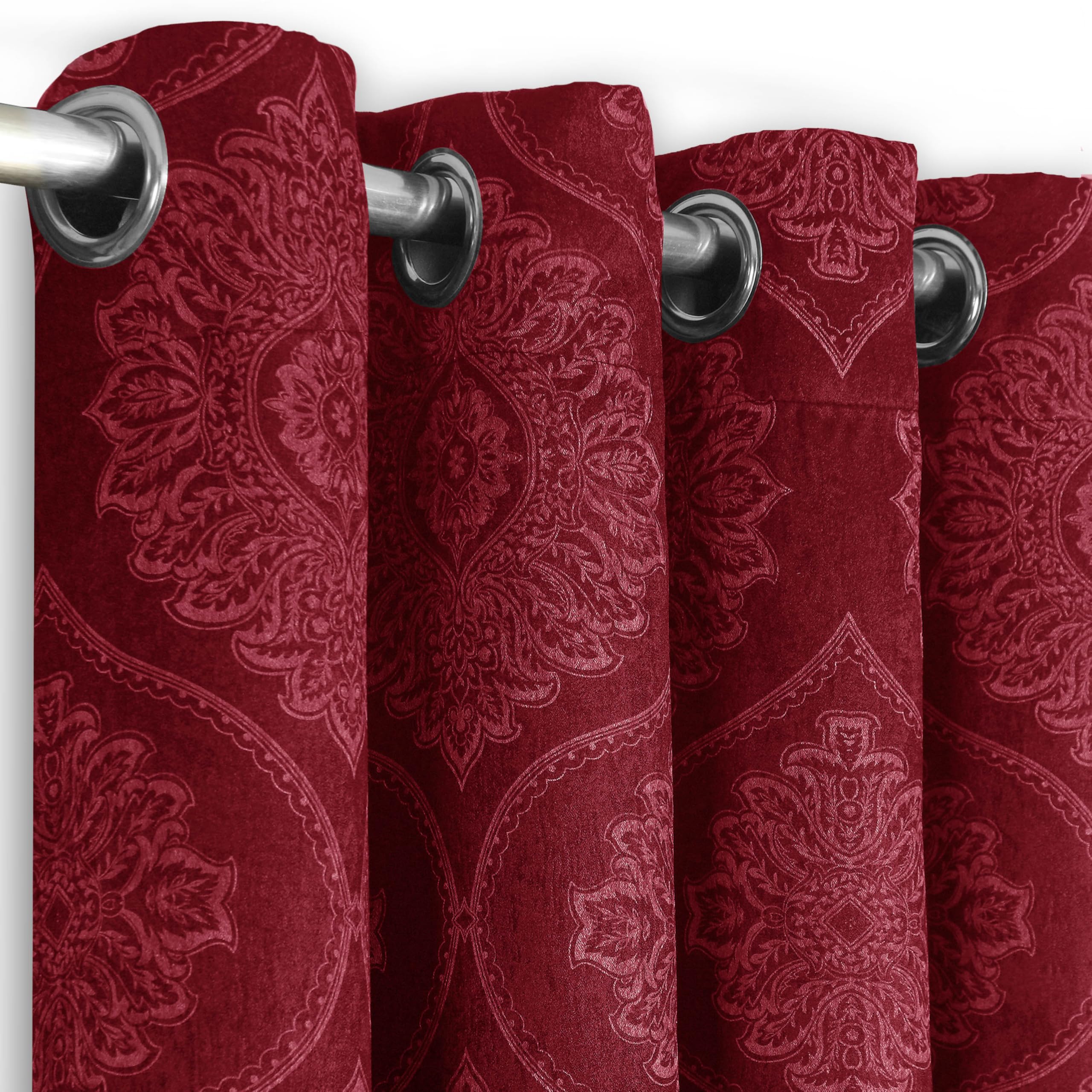 Premium Damask Room Darkening Curtains – Pair