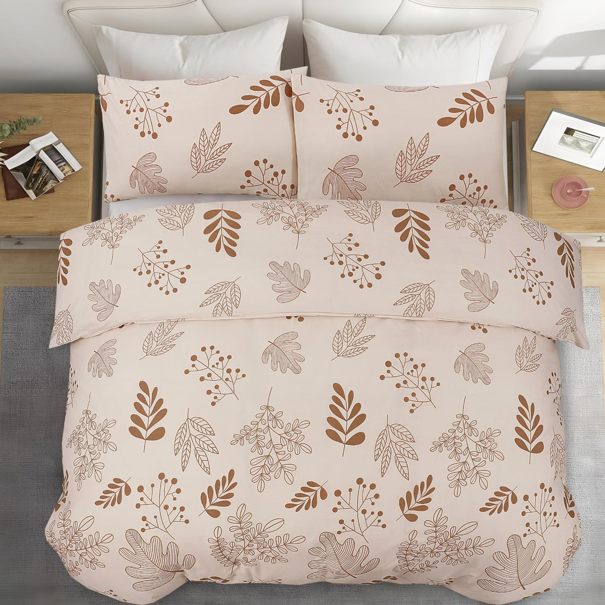 Living Premium Beige 4-Piece Microfiber Duvet Set
