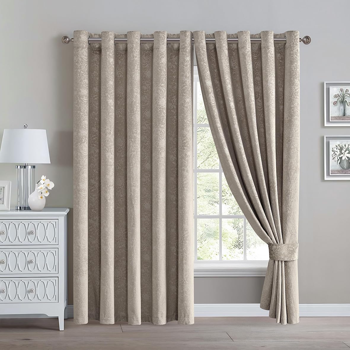 Luxury Floral Jacquard Velvet Curtains – Pair
