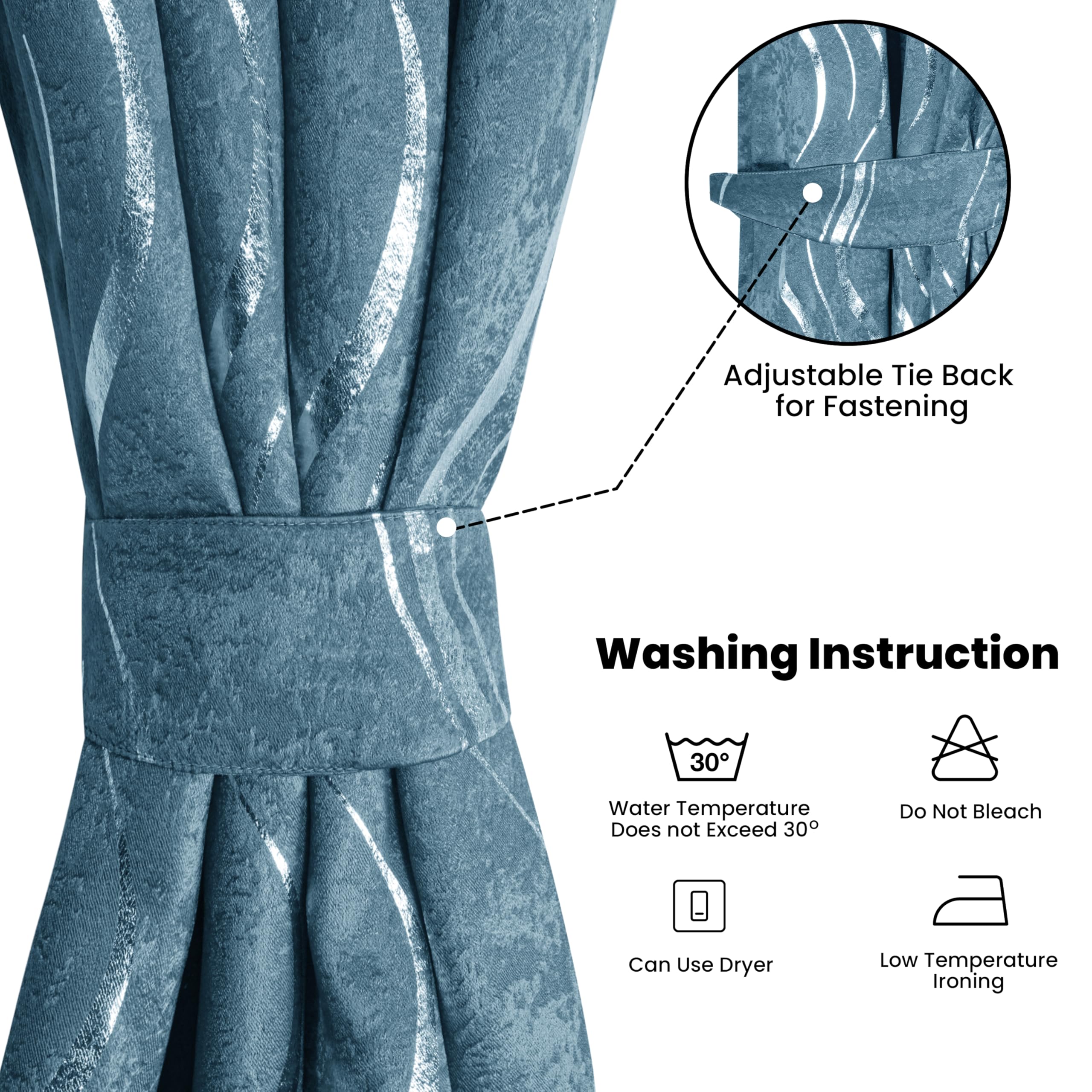 Premium Silver Wave Room Darkening Curtains – Pair