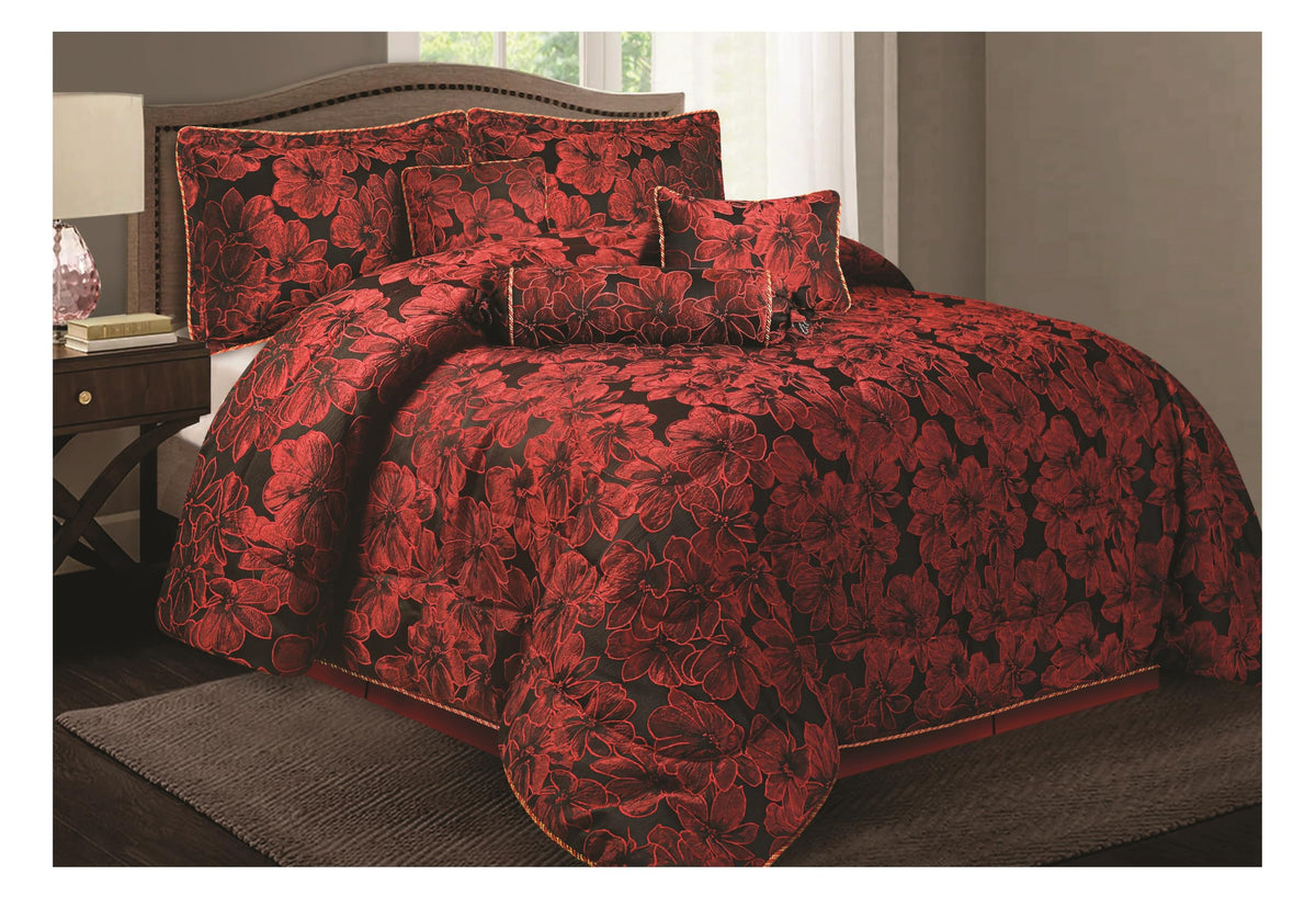 Living Luxury Jacquard Floral Comforter Set – 7pc