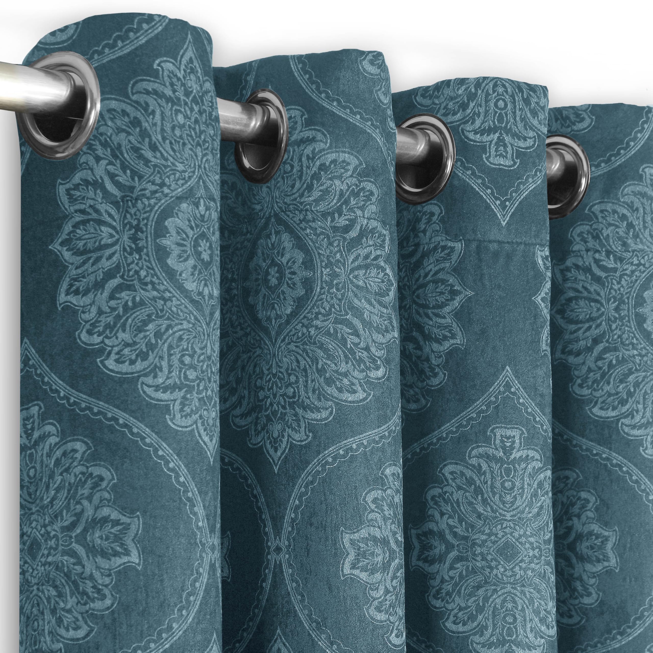 Premium Damask Room Darkening Curtains – Pair