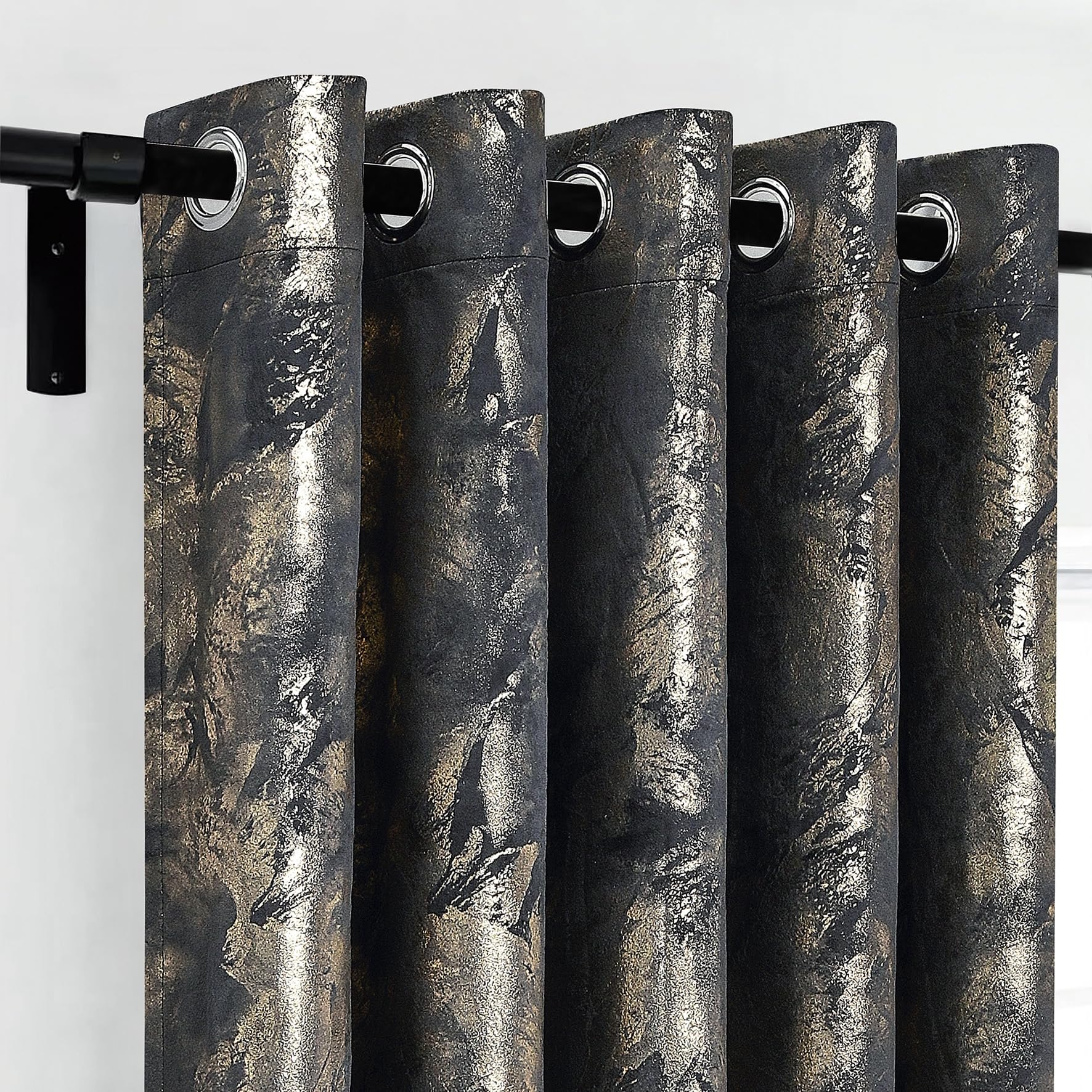 Luxury Metallic Marble Velvet Curtains – Pair