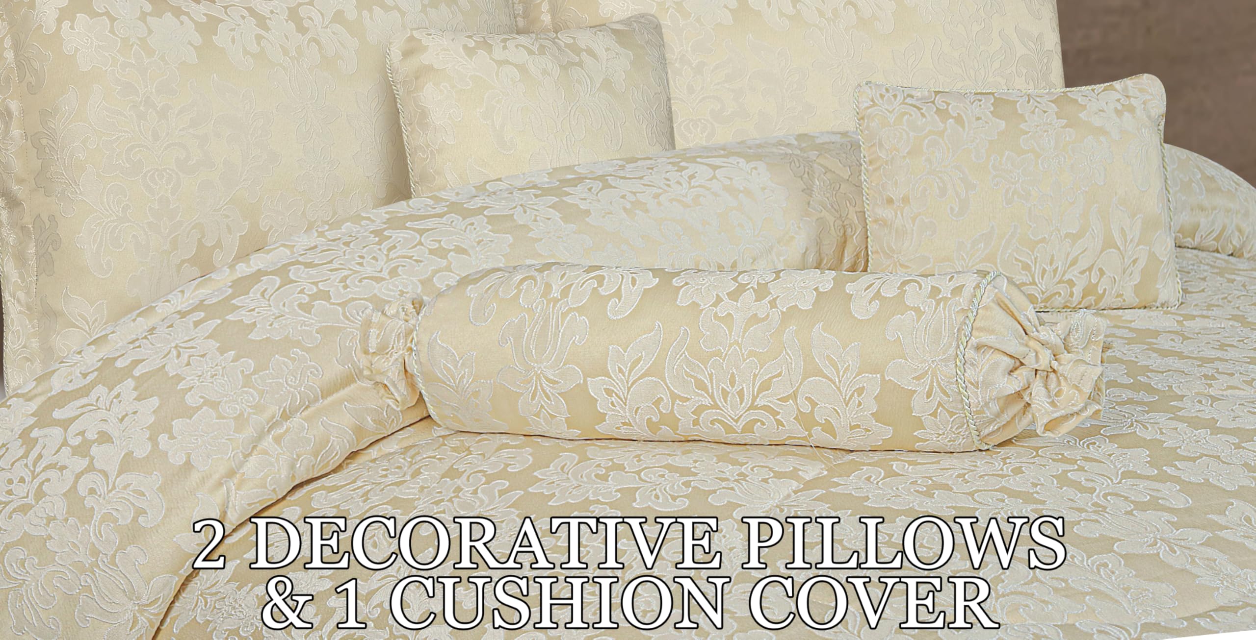 Living Luxury Jacquard Floral Comforter Set – 7pc