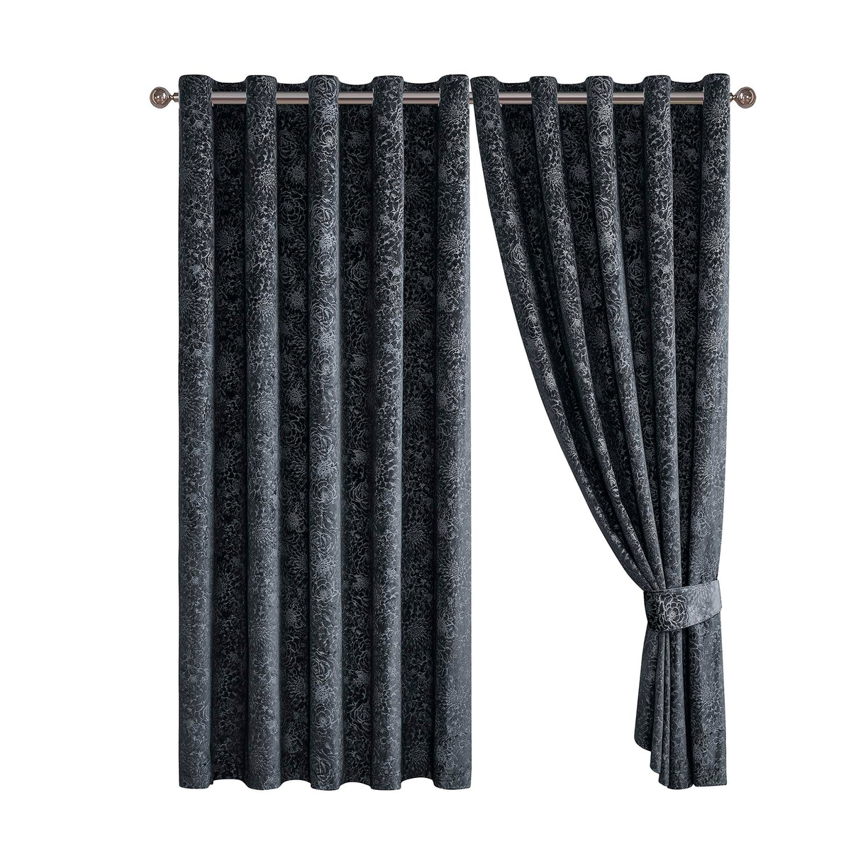 Luxury Floral Jacquard Velvet Curtains – Pair