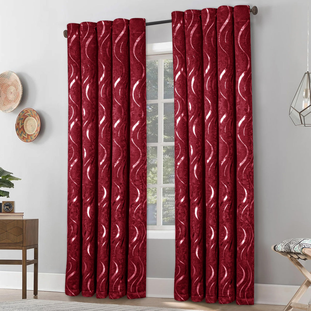 Premium Silver Wave Room Darkening Curtains – Pair