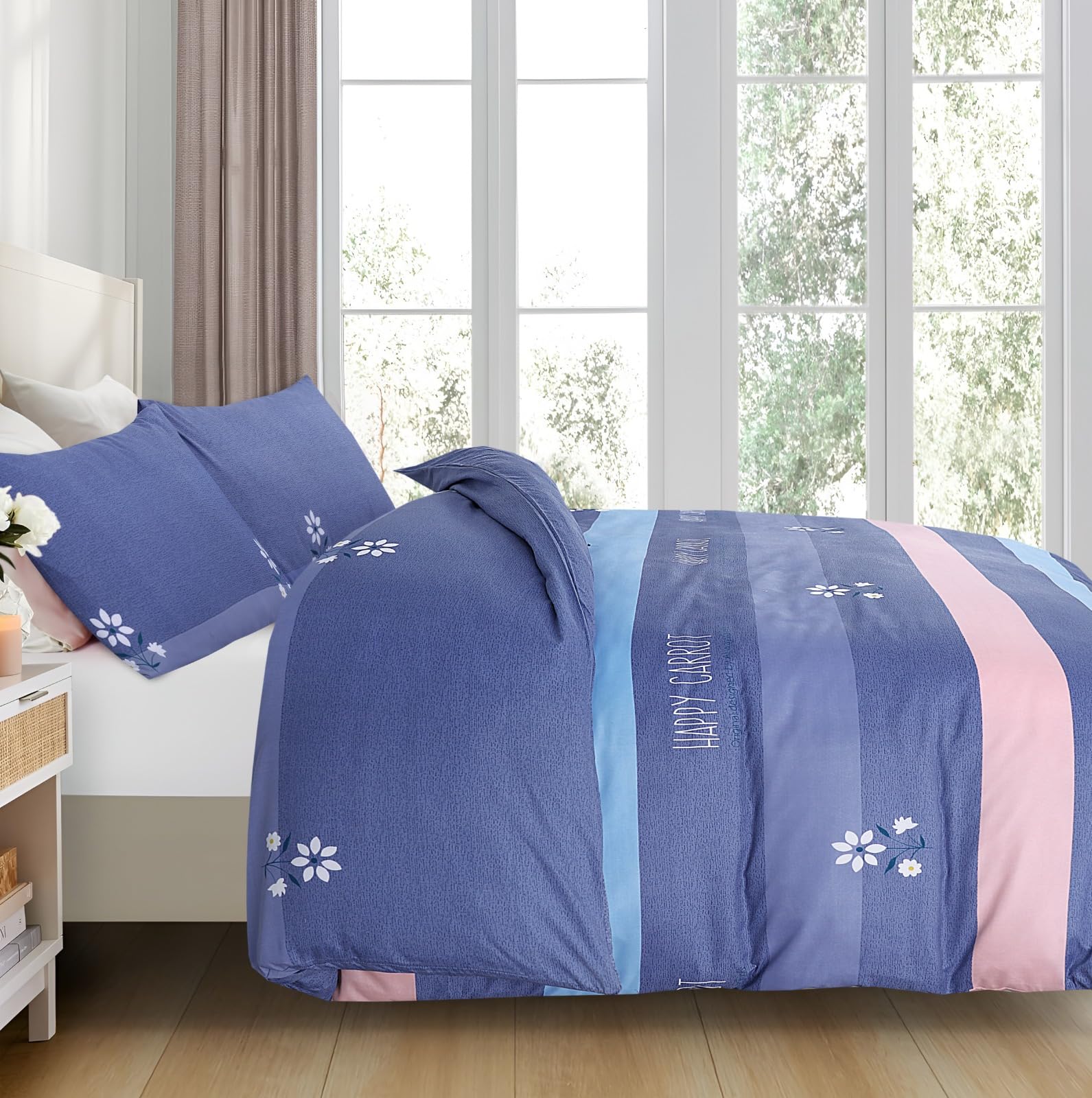 Opulent Living Duvet Cover Set With Fitted Sheet & Pillowcases,4 Piece Microfiber Soft Breathable Bedding Set, Machine Washable, Wrinkle Resistant, Single Double, King – Peace