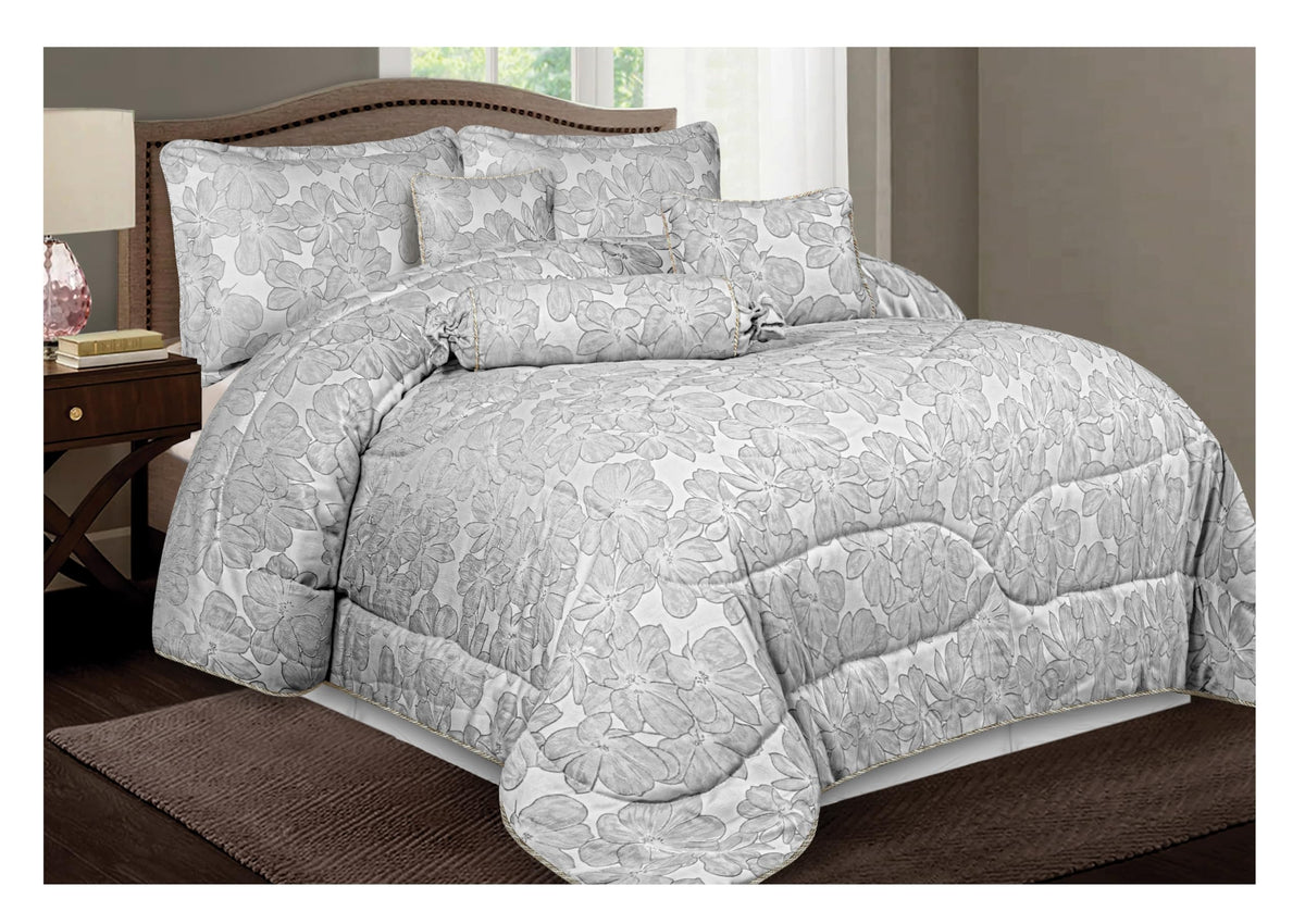 Living Luxury Jacquard Floral Comforter Set – 7pc