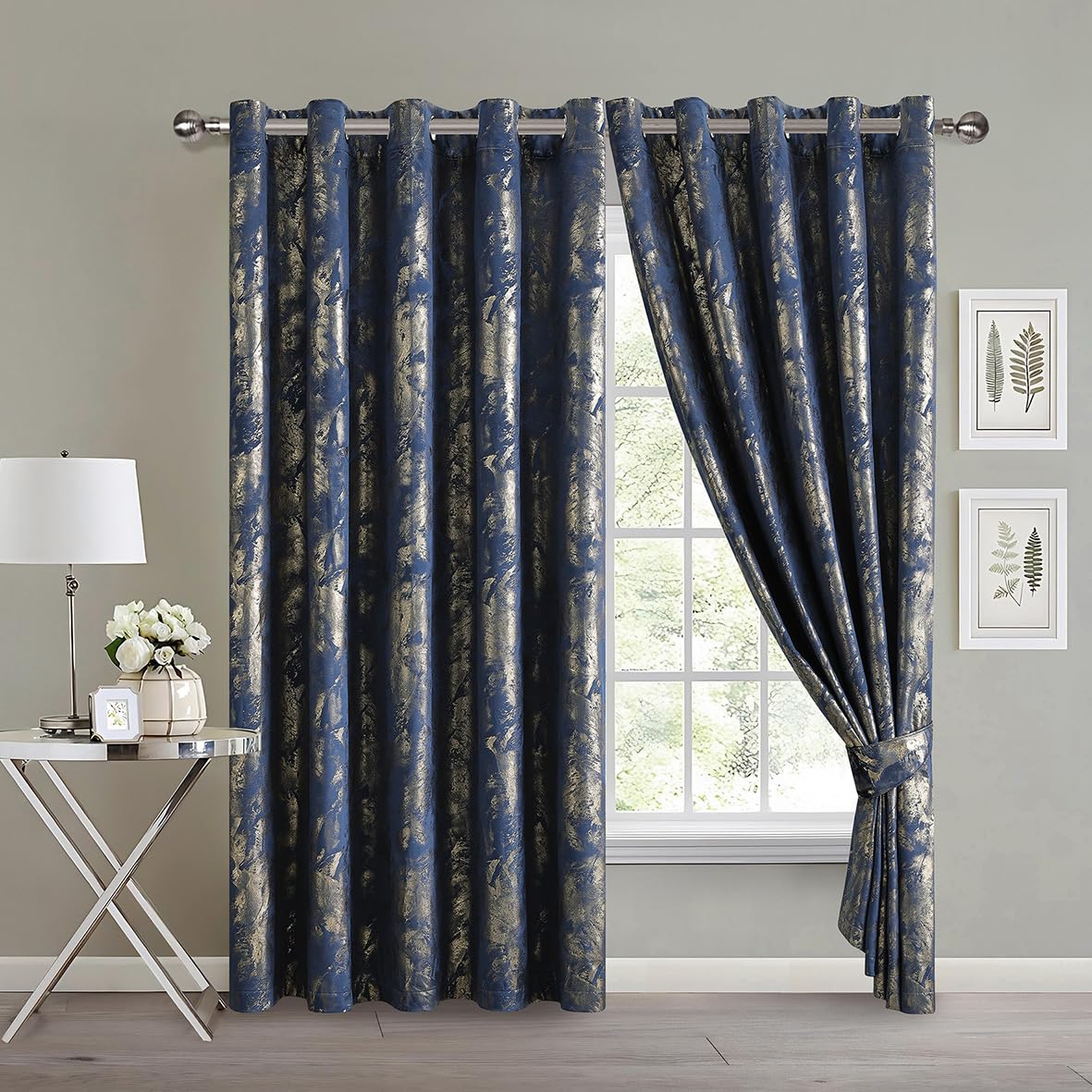 Luxury Metallic Marble Velvet Curtains – Pair