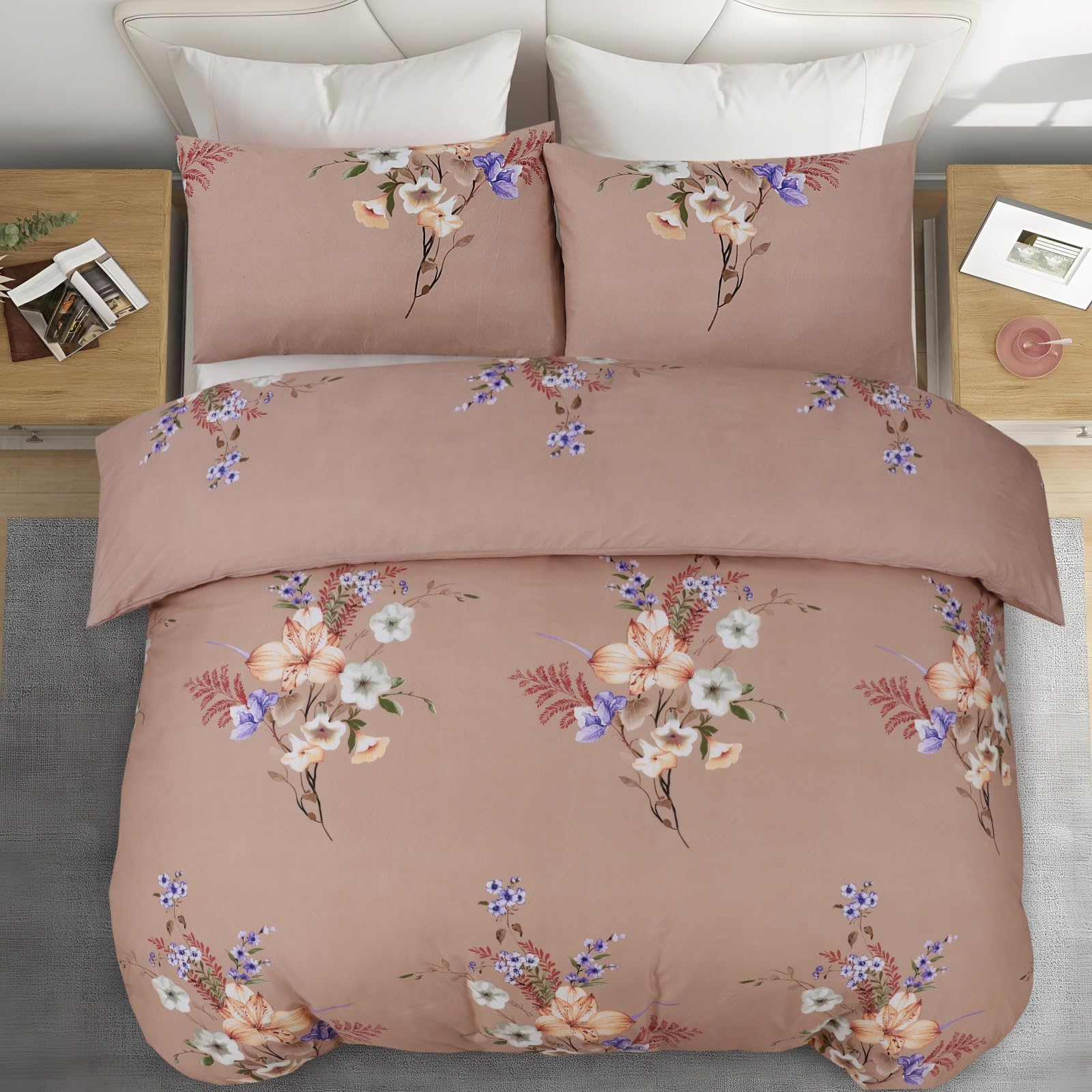 Living Premium Mauve 4-Piece Microfiber Duvet Set