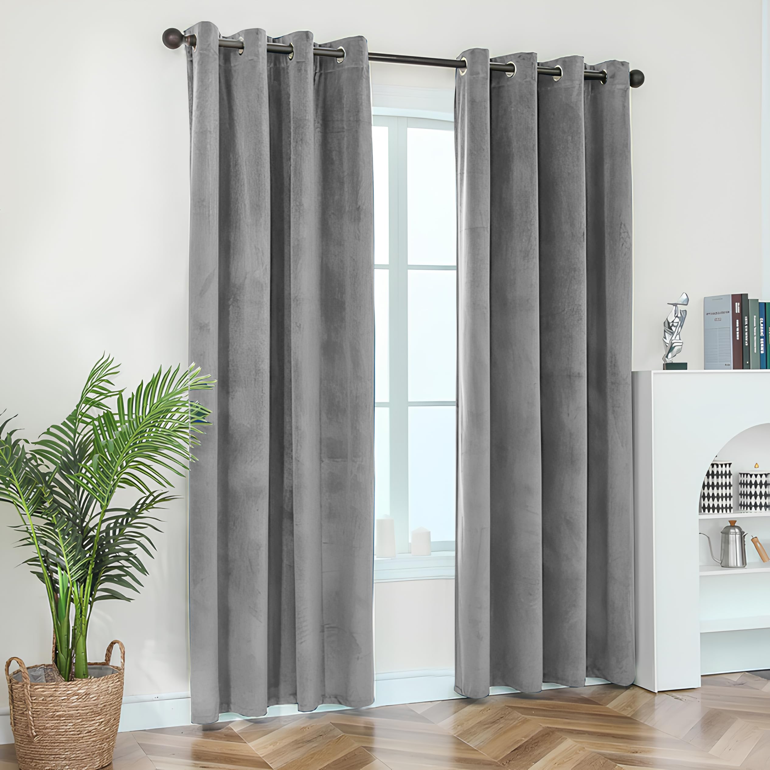 Opulent Dreams Crushed Velvet Curtains - Fully Lined & Room Darkening - Eyelet Ring Top for Bedroom & Living Room - Includes Two Tie Backs - Pair of Panels